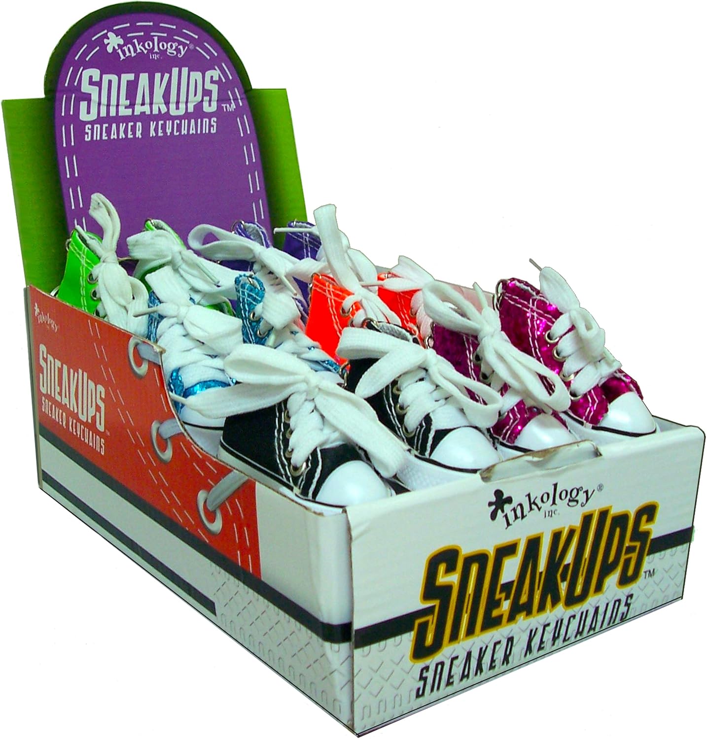 Inkology SneakUps Sneaker Keychains, 3 x 1.25 x 1.75 Inches, Assorted Colors 24