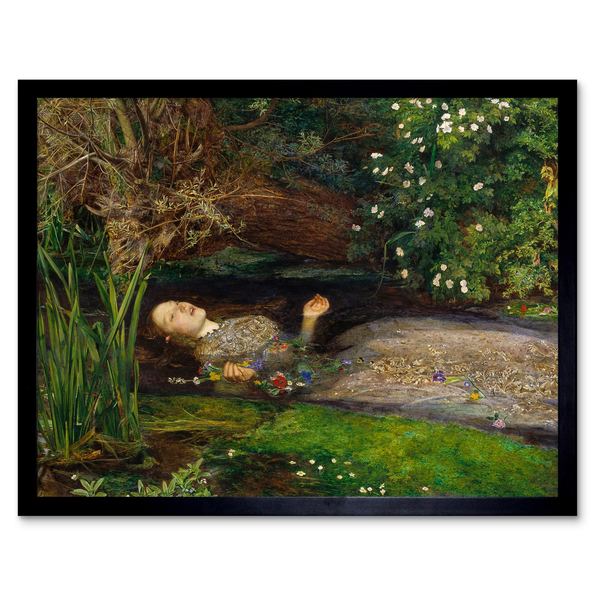 John Everett Millais Ophelia Cropped Art Print Framed Poster Wall Decor 12x16 inch