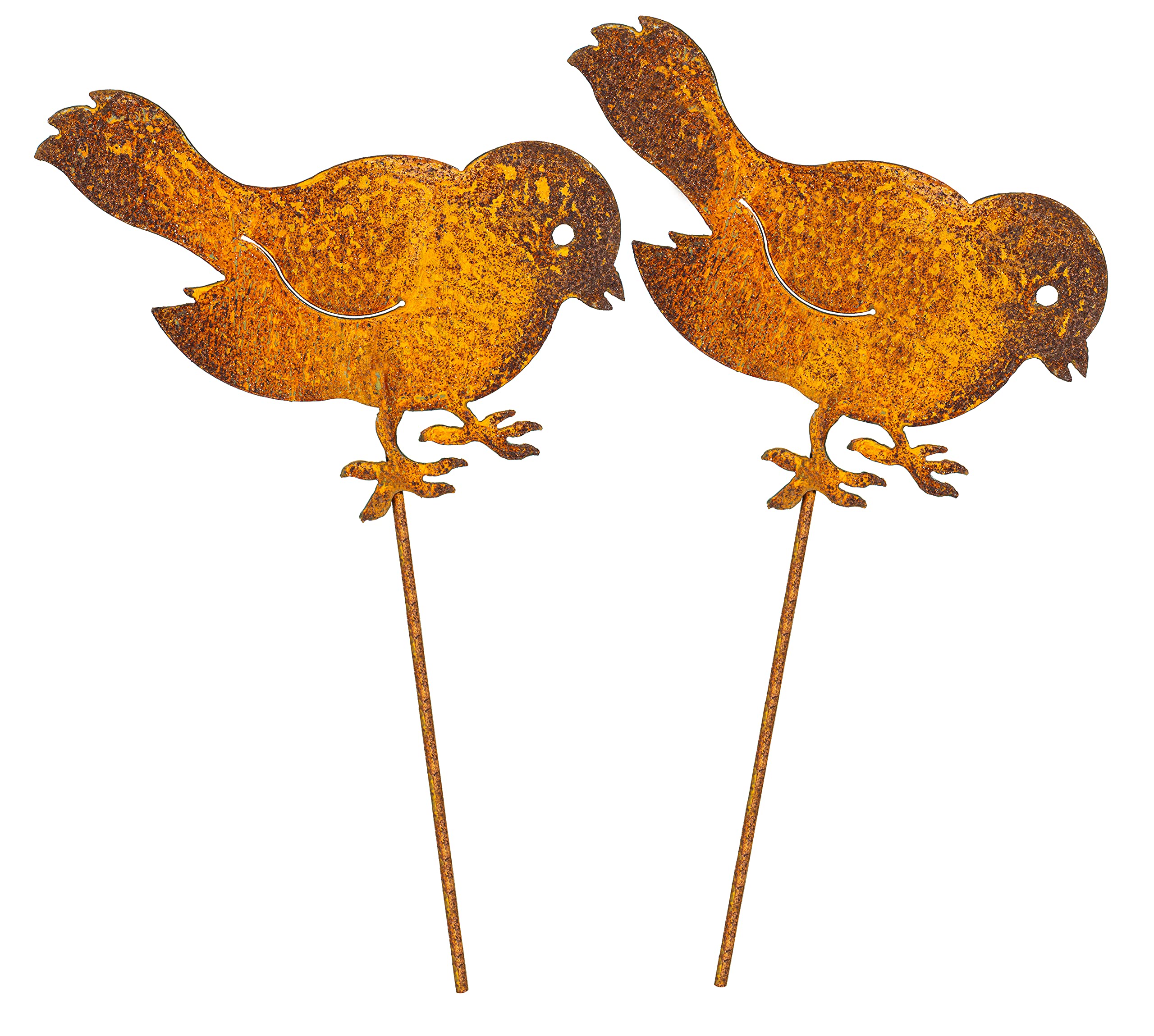 SWANEW Lot De 5 Piquets De Jardin Poulets Décoration Rouille Décoration
