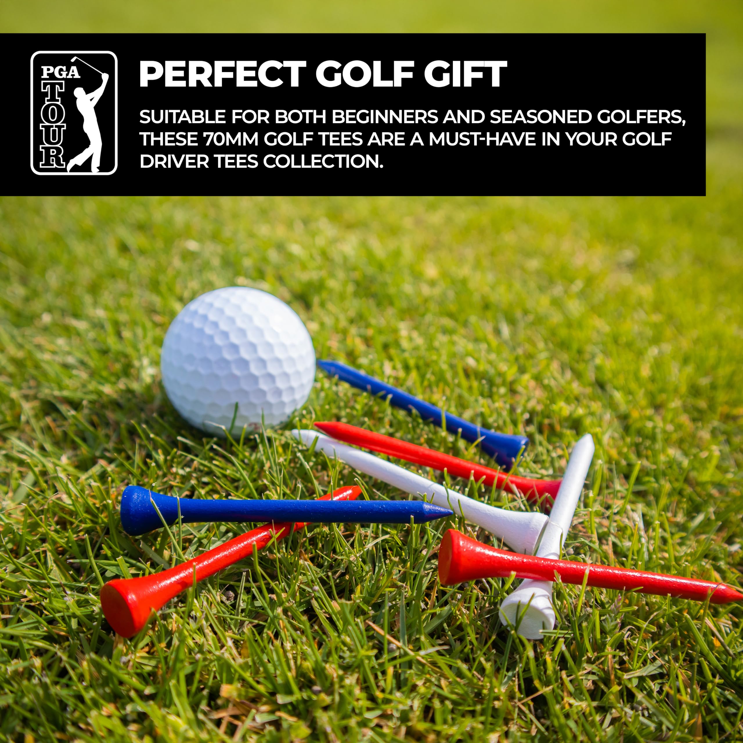 PGA Tour Tees de Golf 7 cm Madera Rojo/Blanco/Azul Paquete 100