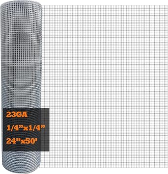 23GA Galvanized After Welding Hardware Cloth 24 in x 50 ft - 1/4 x1/4 inch Mesh