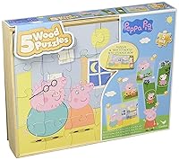 Algopix Similar Product 3 - Peppa Pig 5 Wood Puzzles in Wooden