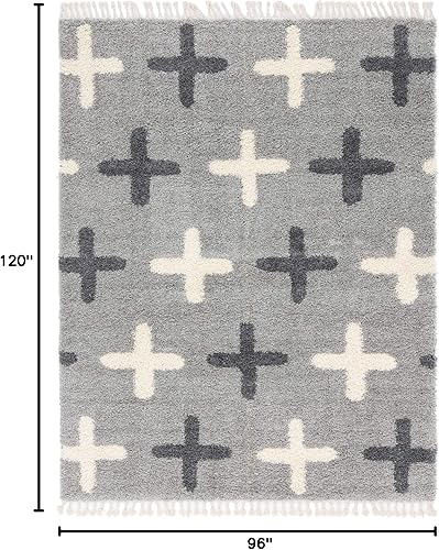 Miniatura 2 de Unique Loom Hygge Shag Collection - Alfombra moderna de inspiración marroquí con diseño geométrico, felpa y acogedora, rectangular, 8' 0" x 10' 0",