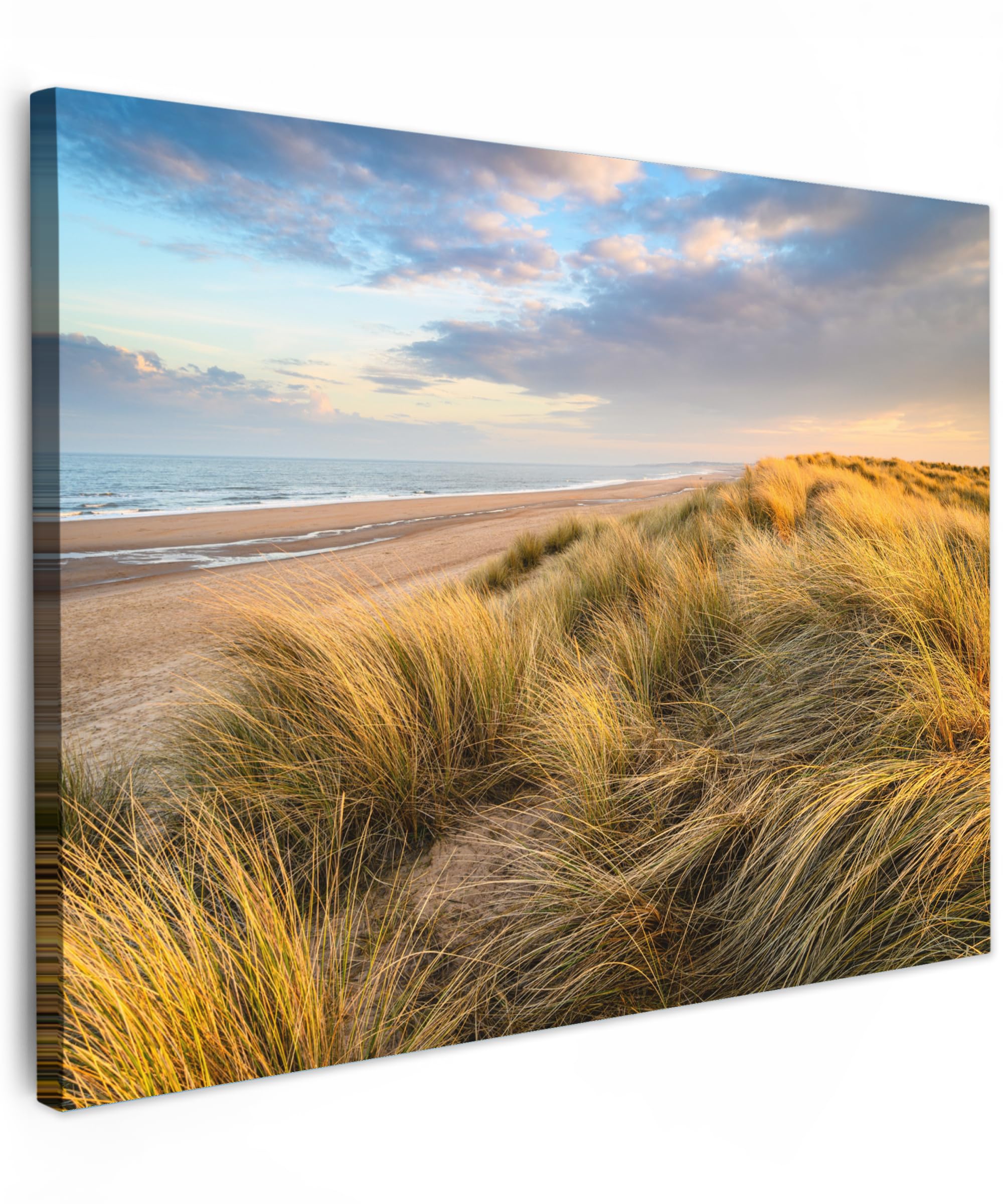 MuchoWow© Leinwand 70x50 cm Deko Schlafzimmer Aesthetic Leinwandbilder Wohnzimmer Gemälde Foto Geschenk Living Room Decoration Gras - Dünen - Strand - Sommer