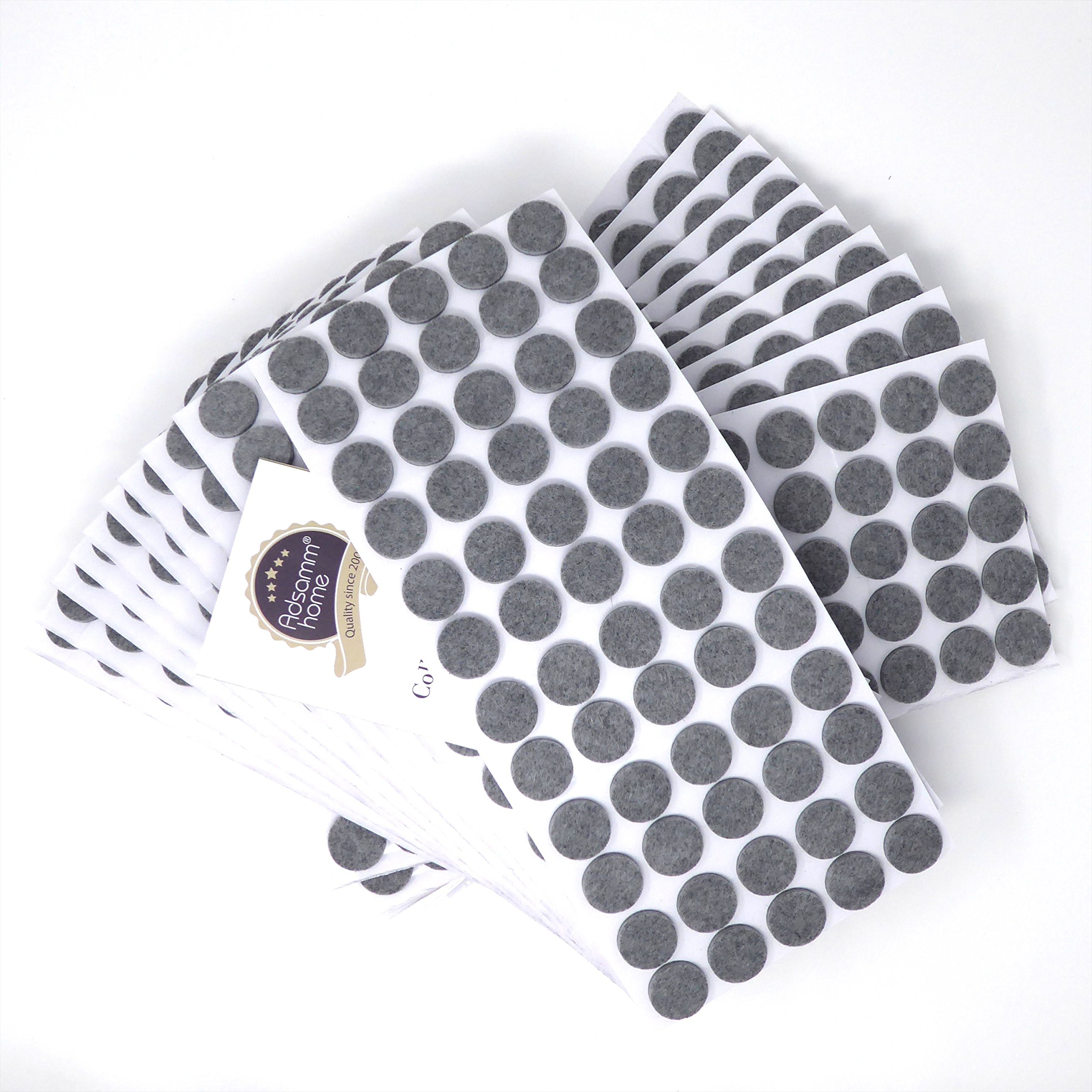 Adsamm® / 1200 x deslizantes de Fieltro autoadhesivos/Gris/ø 20 mm/Redondo/Deslizantes de Fieltro para Muebles de 3,5 mm de Grosor/Deslizantes para Muebles y Suelos