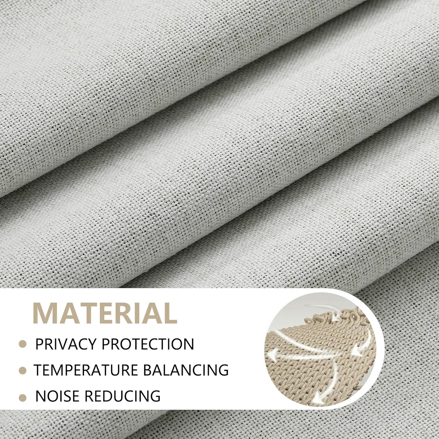 MISS SELECTEX Linen Textured 100% Blackout Thick Bedroom Curtains Light Blocking Curtains Textured Curtain Rod Pocket & Back Tabs Draperies for Living Room Nature Beige 52 x 84 Inch (2 Panels)