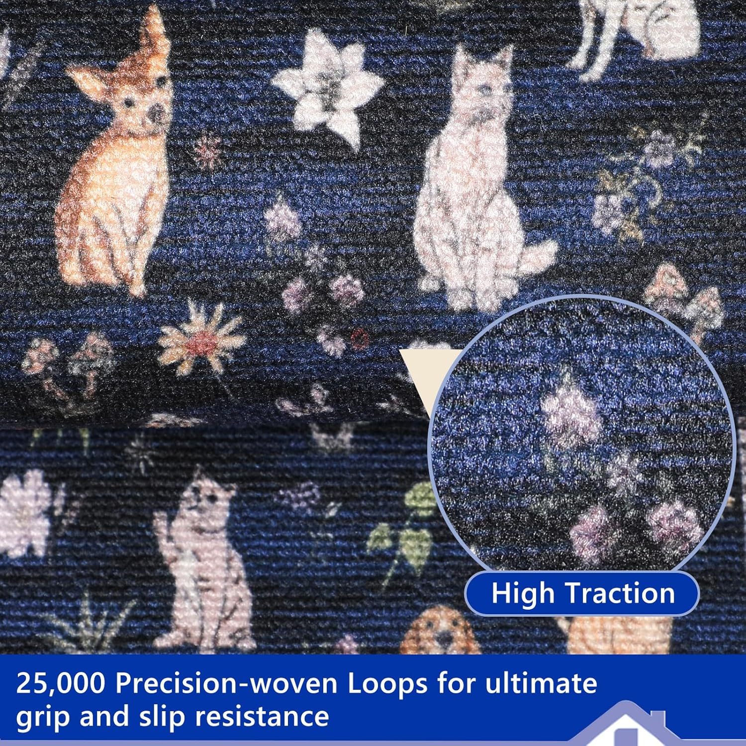 Animal Cat Dog Stair Treads Non Slip for Wooden Steps 15PCS 8"x30" Stair Carpet Treads TPR Backing Soft Stair Runner Washable Reusable Indoor Safety Stair Mats for Elders Kids Dogs Dark Blue