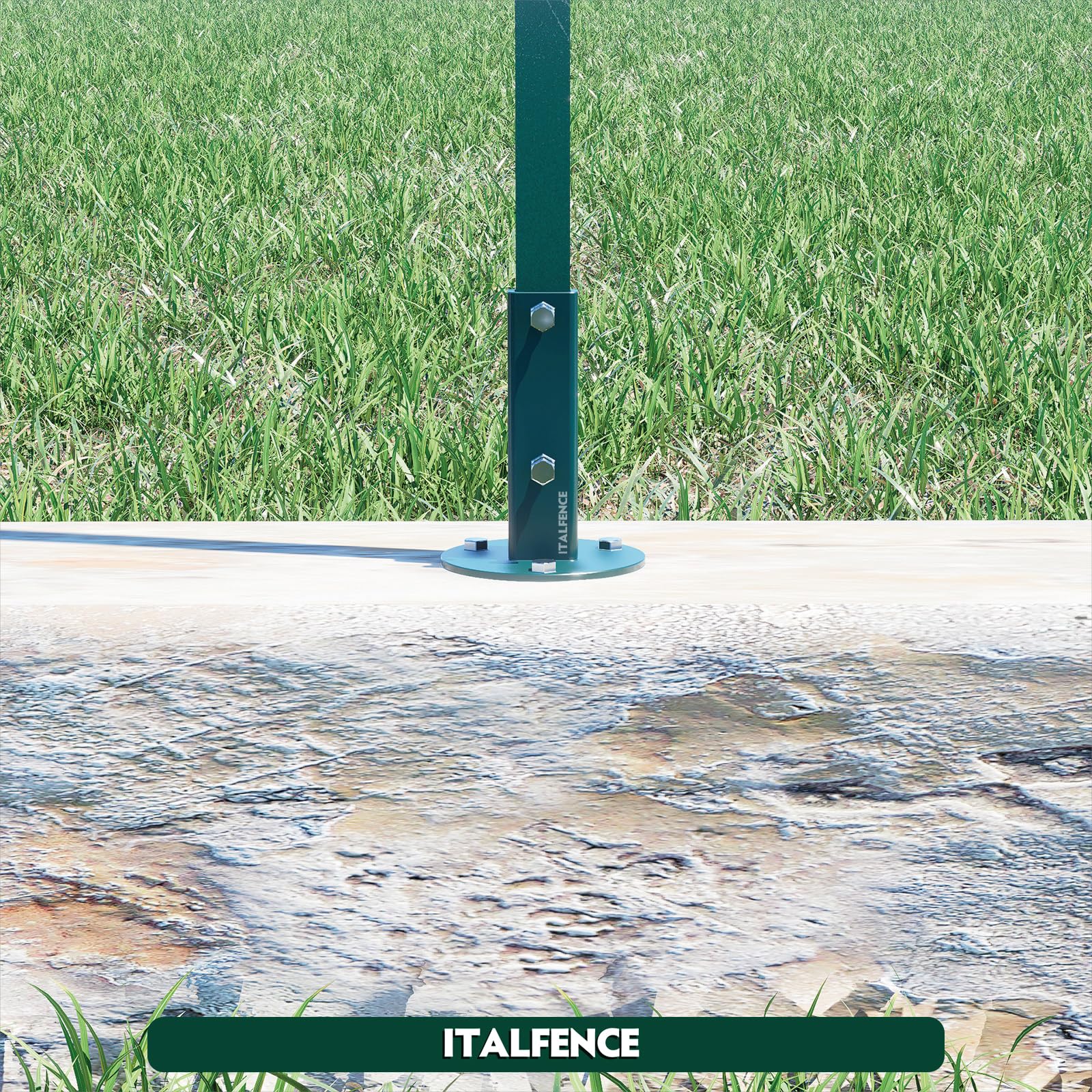 Supporto per palo a T 30x30mm da tassellare, plastificato verde [10 pezzi]