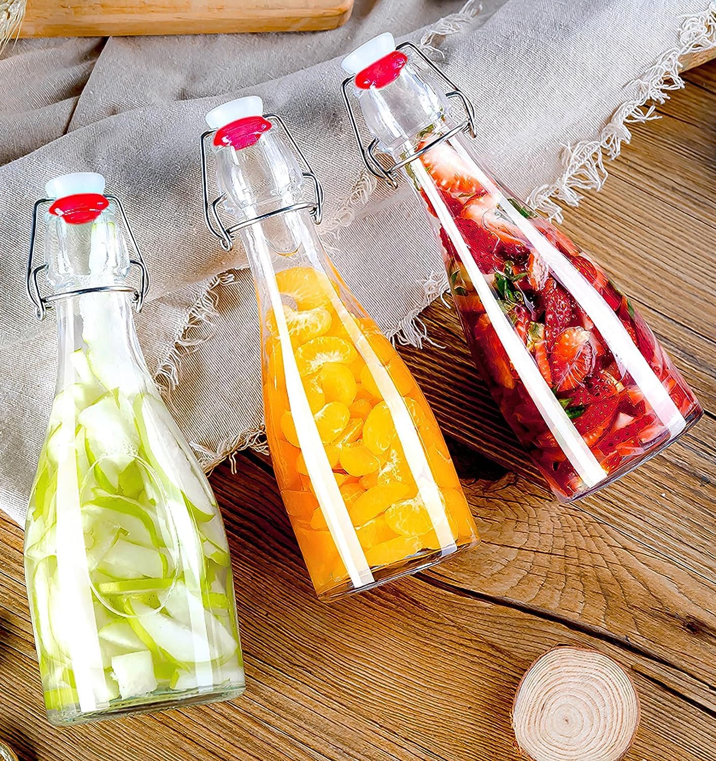 Amazon.co.jp: HZIYOU スイングトップボトル - 蓋付き透明ガラスボトル