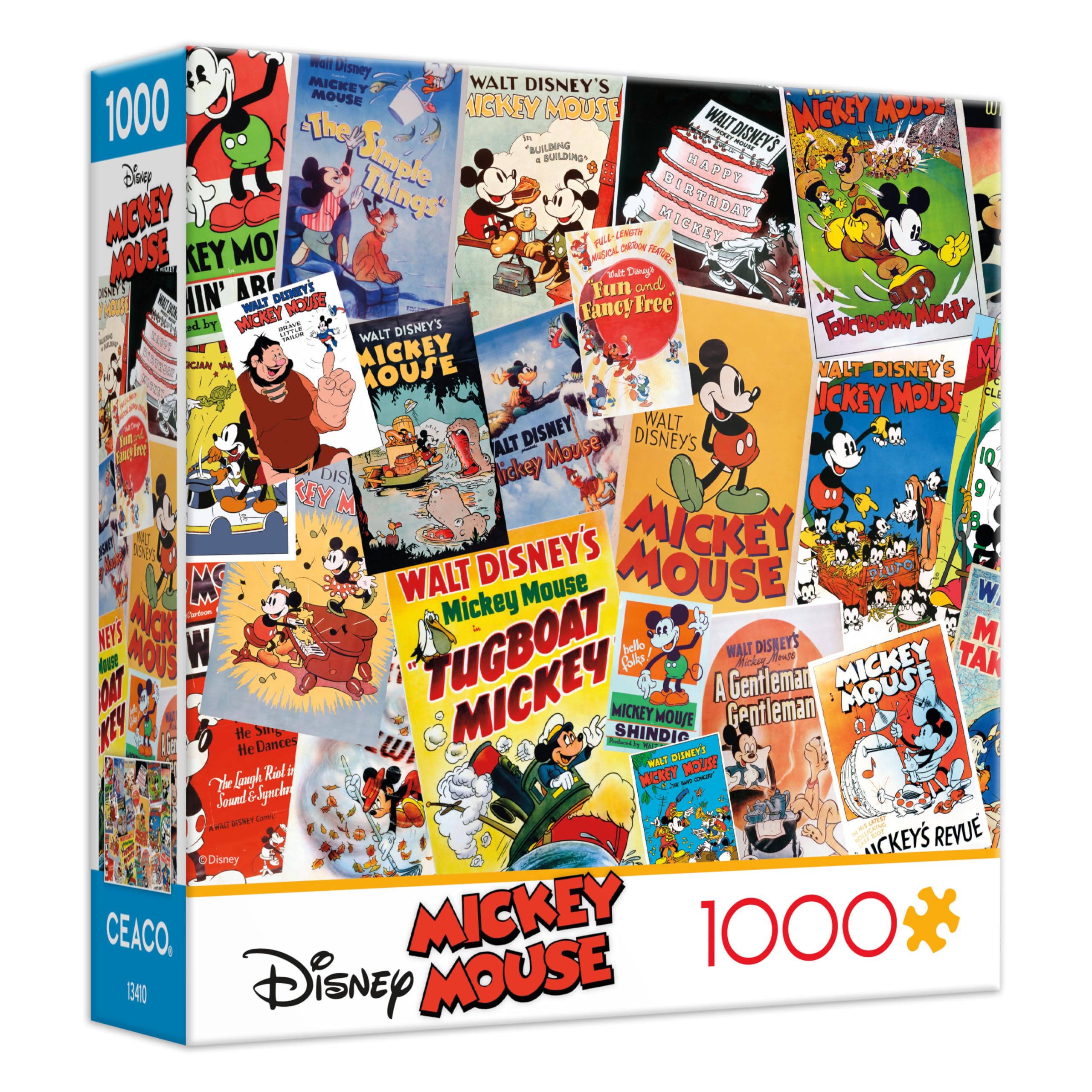 Ceaco - Vintage Mickey Mouse Poster Collage 1000 Piece Jigsaw Puzzle Challenging and Colorful Puzzle for Adults – Precision-Cut Pieces, Beautiful