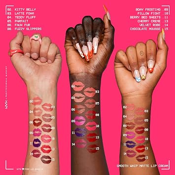 NYX Professional Makeup Liquid Lipstick, Matte Lip Cream, Ultra-Vibrant Shades, With Shea & Cocoa Butter, Smooth Whip, Vibrant Lip Smoothers Shade:Teddy Fluff
