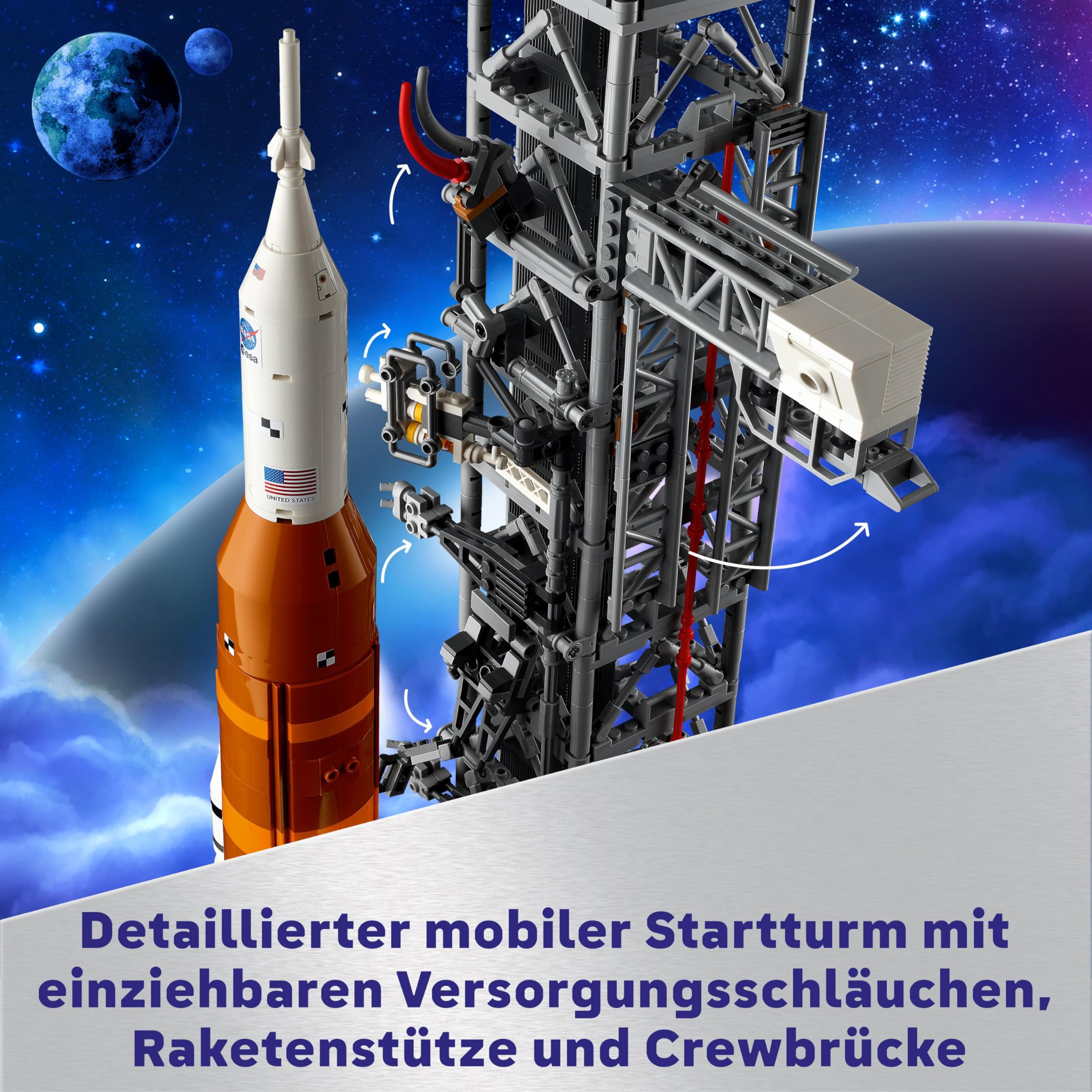 LEGO Icons NASA Artemis Startrampe, Geschenk, Dekoration fürs Wohnzimmer oder Büro, Bauset für Erwachsene, mit Orion-Raumkapsel und Startrampe, Sammlerstück 10341
