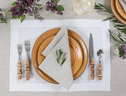 Miniatura 2 de Solino Home Juego de 4 manteles individuales de lino 100 % lino puro, peso medio, vainica, 14 x 19 pulgadas, hechos a mano y lavables a máquina,