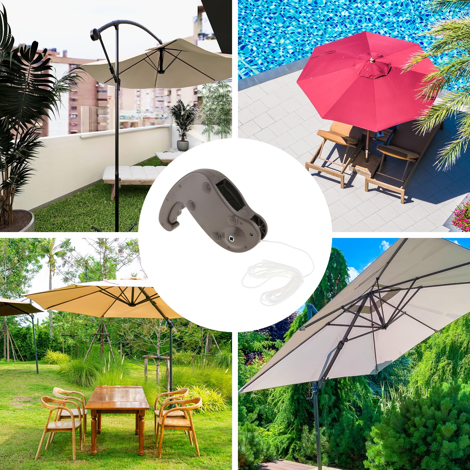 Manivelle de Remplacement pour Parapluie de Jardin, Accessoire Universel Anti-Usure, Pièce de Rechange Robuste pour Manivelle de Parasol de Terrasse, Patio, Balcon, Plage