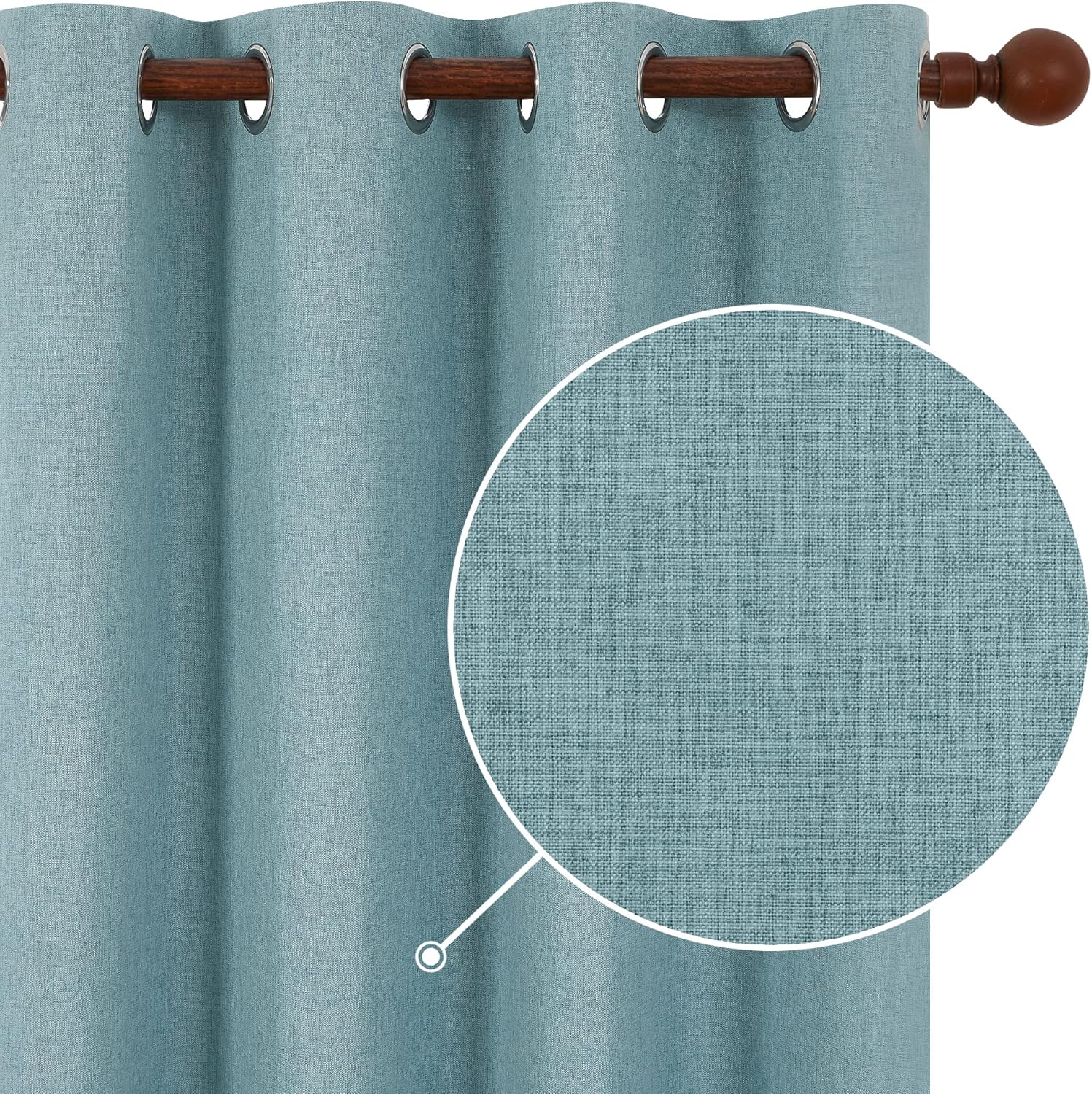 Deconovo Faux Linen 100 Blackout Curtains Thermal Insulated Curtains
