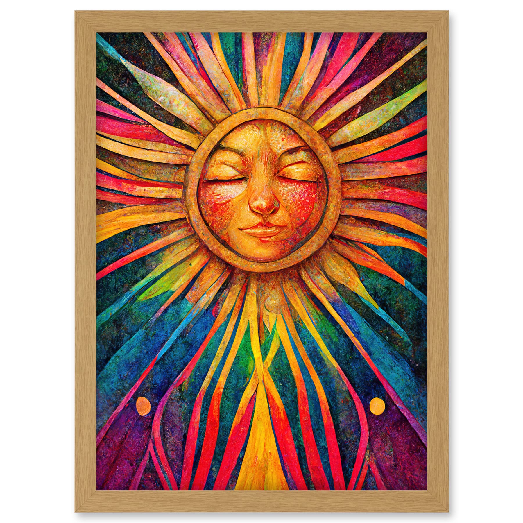 Doppelganger33 LTD Multicoloured Sun Rainbow Spiritual Artwork Framed A3 Wall Art Print