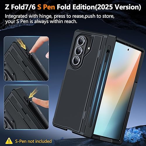 Miniatura 3 de Oterkin Funda para Samsung Galaxy Z Fold 5 con protector de pantalla integrado soporte para bolígrafo S y soporte más delgado compatible con MagSafe