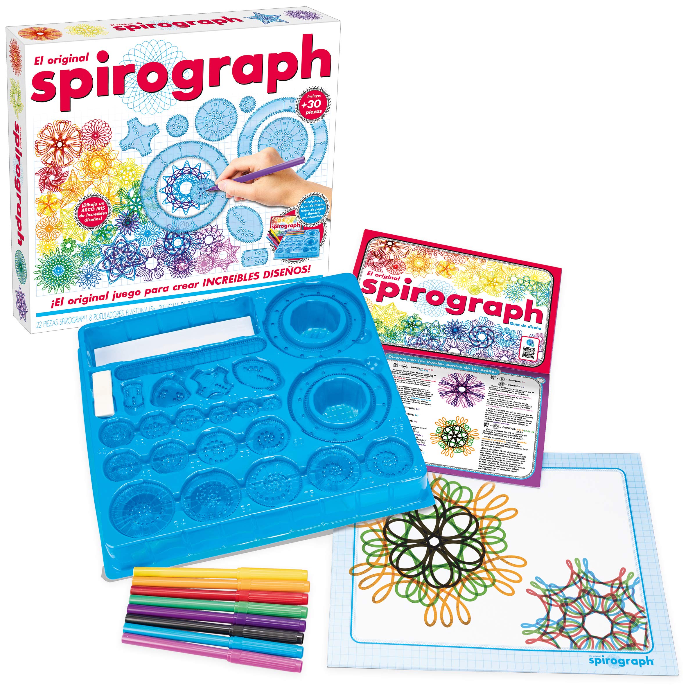 World Brands Spirograph Kinder - Spirograph Original | Spiral Designer | Mandala Schablone | Kreativ Set für Kinder | +30 Stücke | Spielzeug Ab 8 Jahre Mädchen Und Jungen