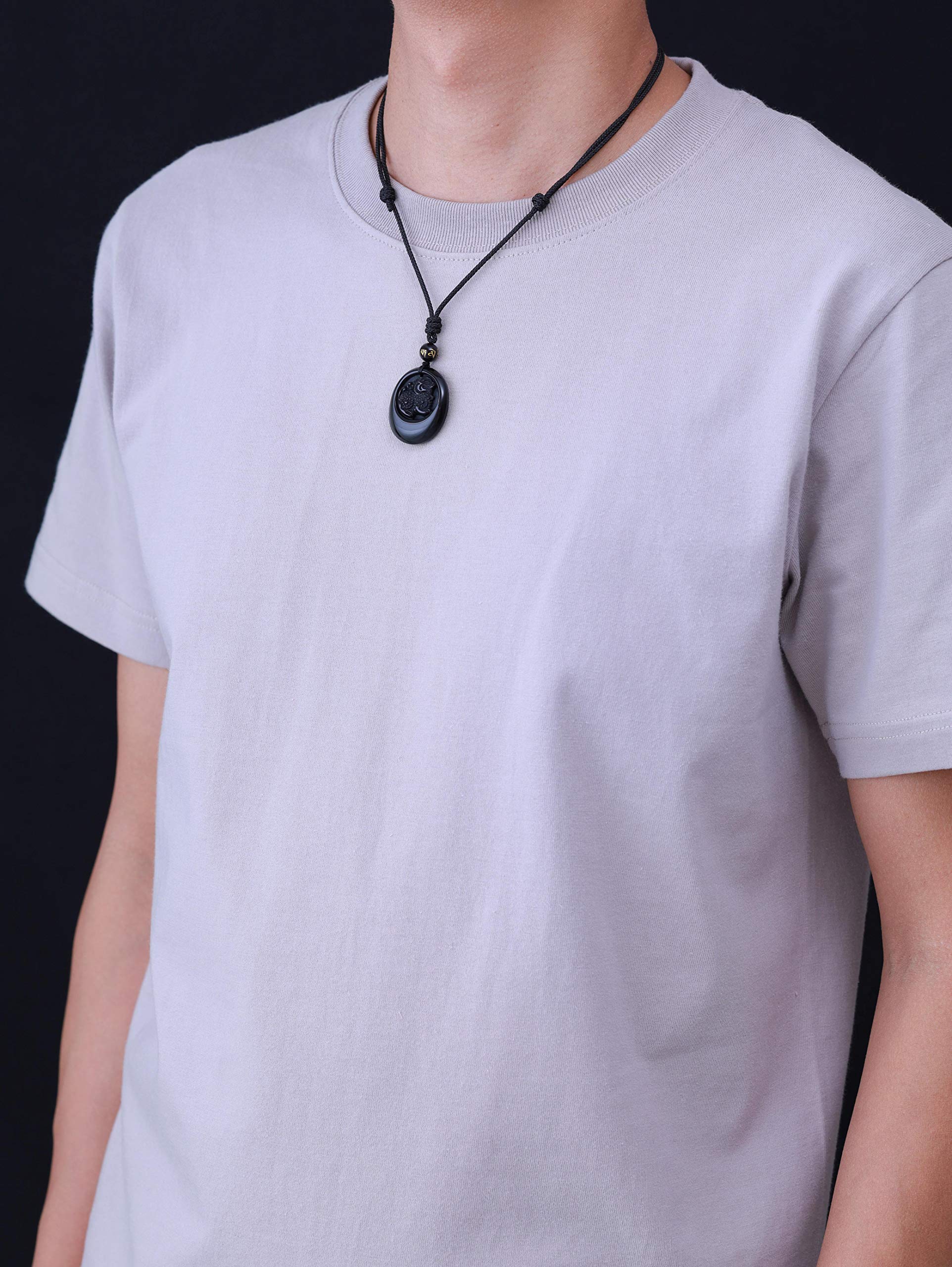 COAI Pendentif Totem Pixiu Amulette Pierre Collier Ajustable