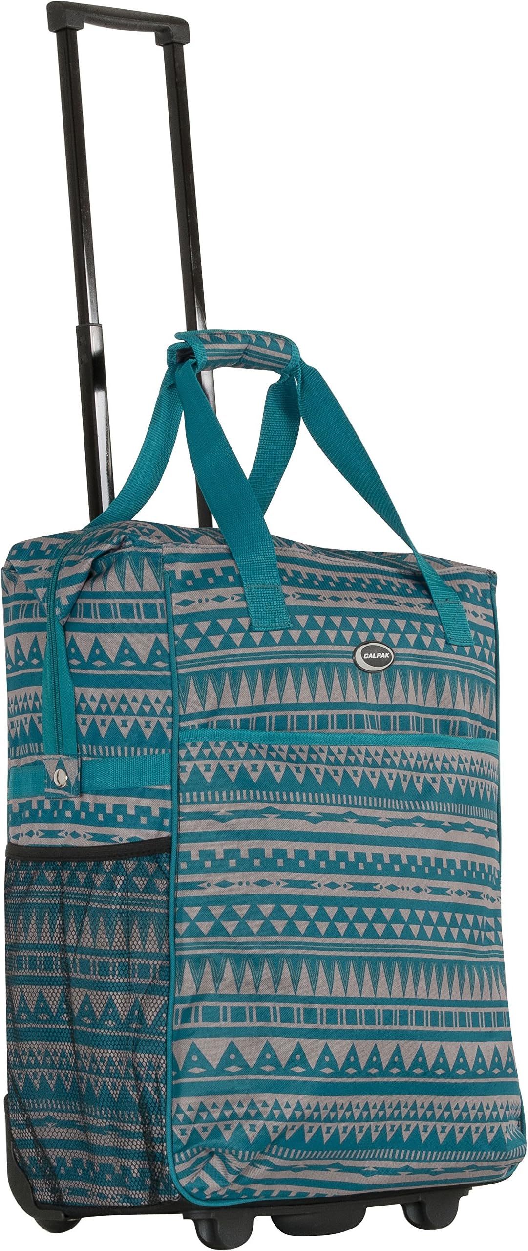 Big Eazy Bright Check 20-inch Rolling Shopping Tote Bag,Blue Rivera,One Size