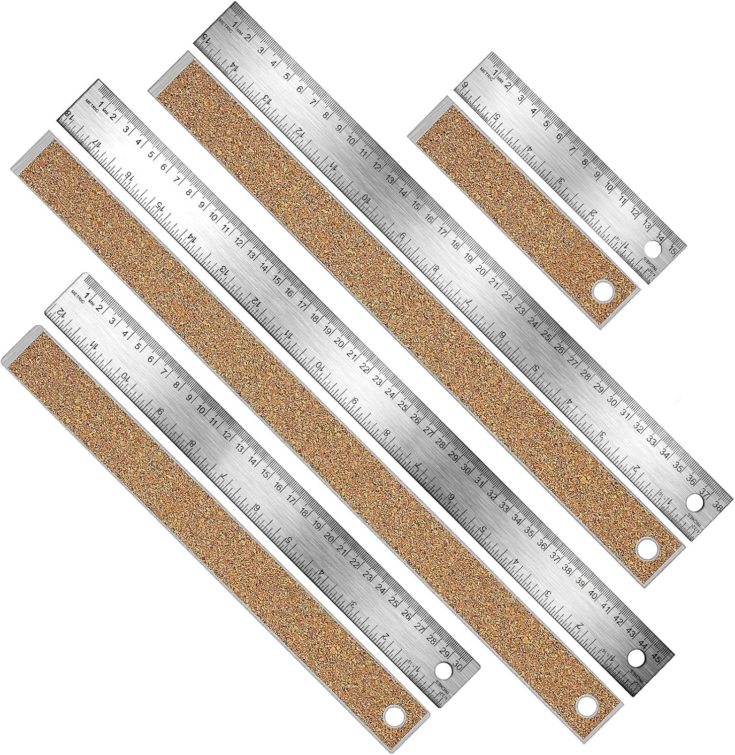 Amazon.com: 4 PCS Metal Ruler【6 +12 +15+18 Inch】 Cork Backing Non -Slip ...