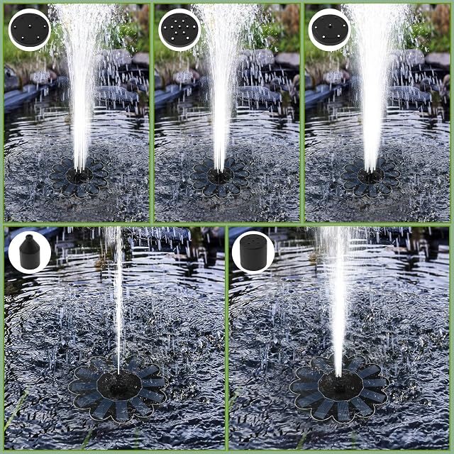 Foto 4 de 8 de Baño de pájaros 2 en 1 con fuente solar - Fuente solar para exteriores con 5 efectos de pulverización
