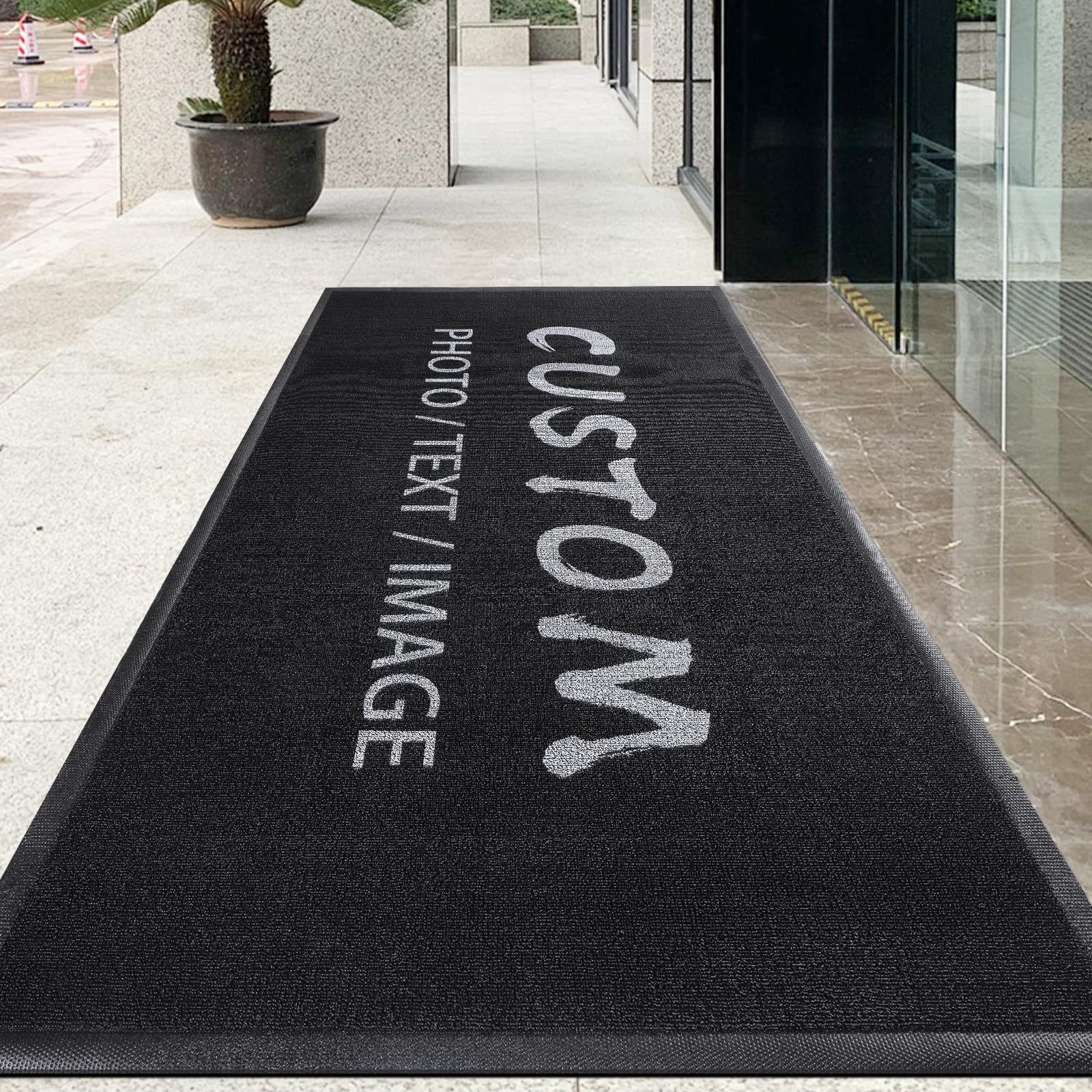 TOMCUSTOM Custom Rugs with Logo Doormat Runner Personalized Commercial Office Rugs Floor Mat with Any Size Color Logo Non Slip Rugs for Outdoor Entrance