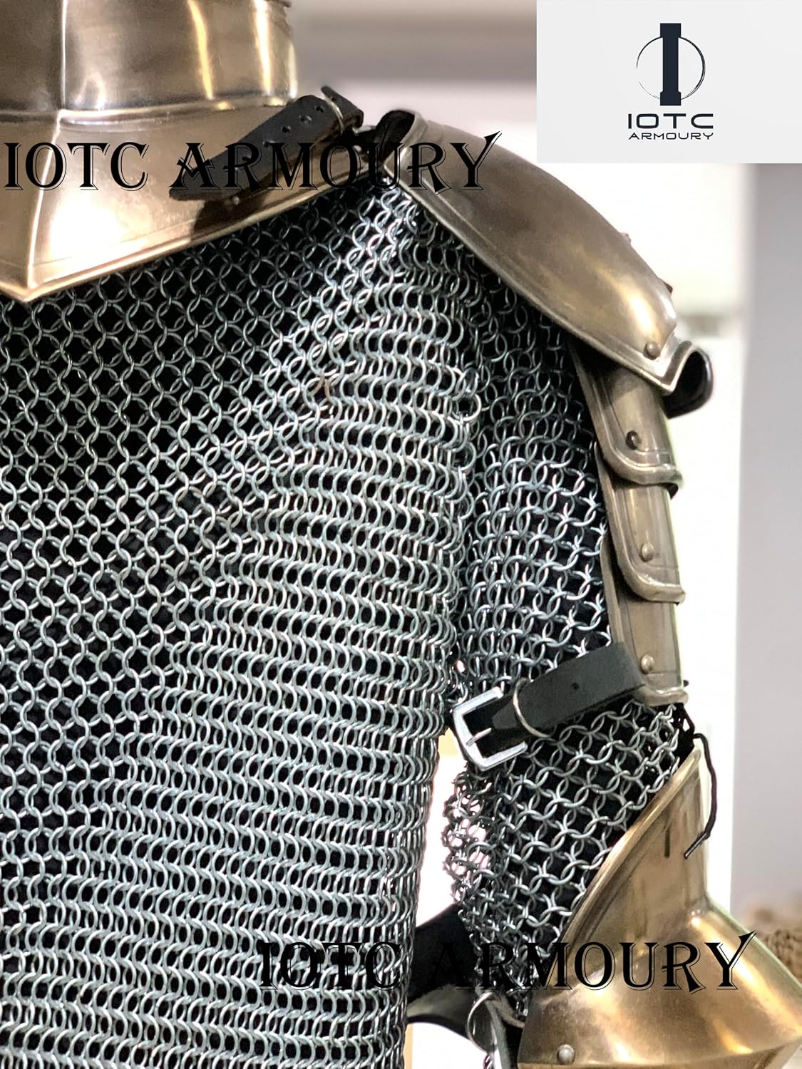 Medieval Armor Gorget with Pair of Pauldron & Arm Braces-Knight Armor Costume Perfect for LARP, Cosplay Event, Re-Enactment, Fantasy & Halloween Party Costume