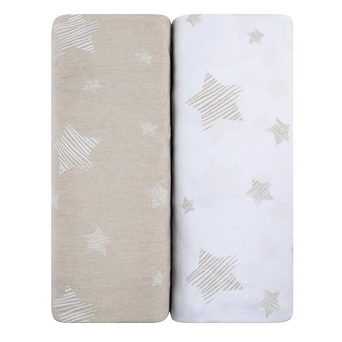 Miniatura 5 de Ely's & Co. Pack N Play - Juego de sábanas portátiles para cuna, 100% algodón jersey, unisex, para bebé niña y bebé, diseño de estrellas dibujadas