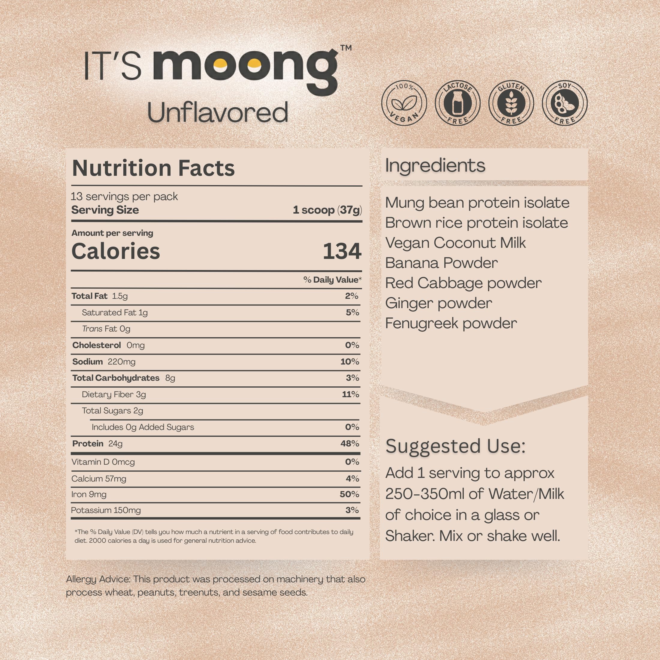It's Moong Plant Protein Powder, Unflavored | Mung Bean & Brown Rice Isolate Blend Ginger & Fenugreek 24g Protein & 4.7g BCAAs | Vegan, Gluten Free, Soy Free, Lactose Free, Non-GMO, 17.64 oz (500g) — Amazon image 7