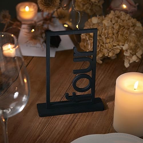 Miniatura 3 de Números de mesa de boda de madera negra, números de mesa huecos de estilo letra pura con base de soporte para recepción de bodas, eventos, fiestas