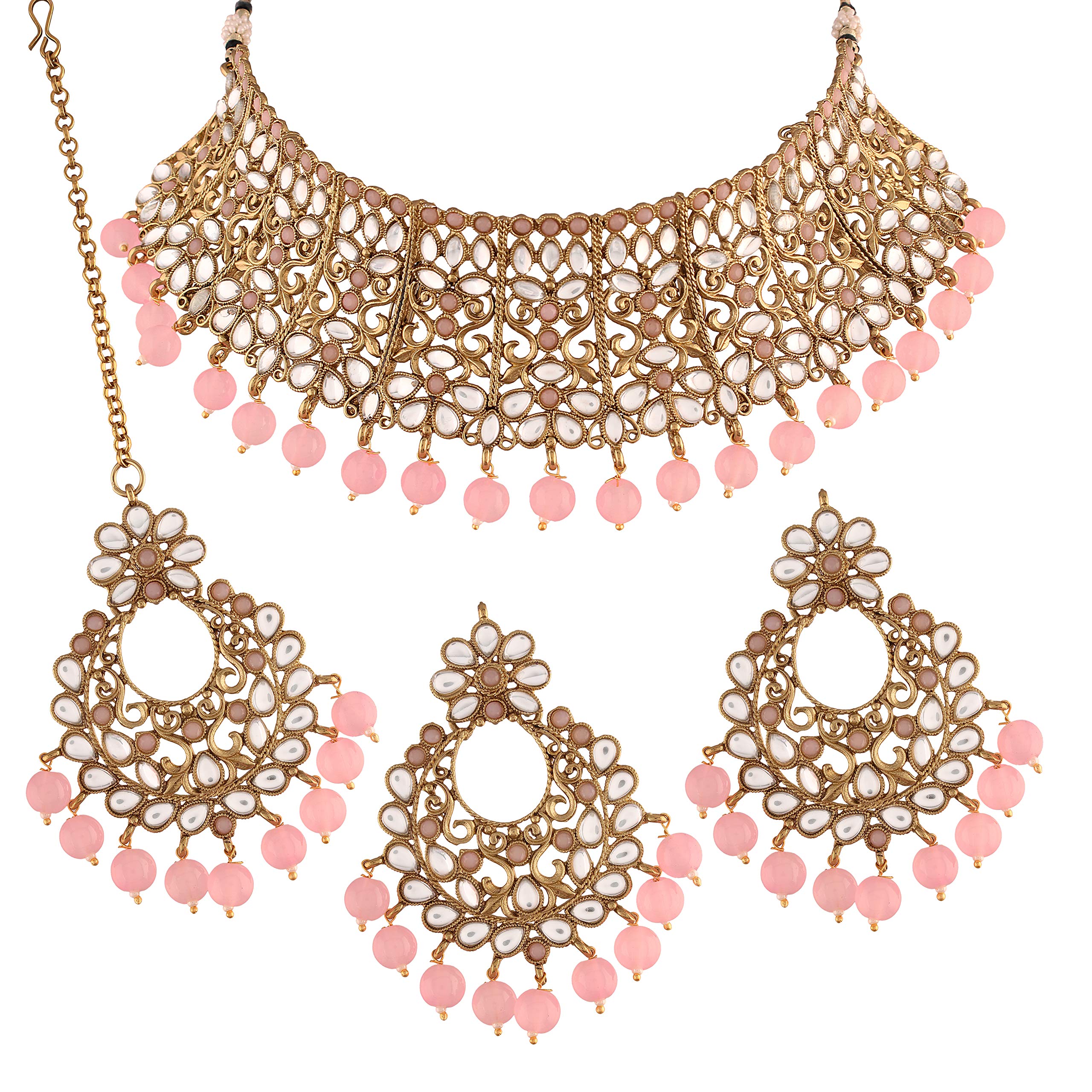 I Jewels Traditional Gold Plated Kundan & Beads Choker Necklace Jewellery Set with Maang Tikka for Women (ML233Pi) (B088KS1P3X) Amazon Price History, Amazon Price Tracker