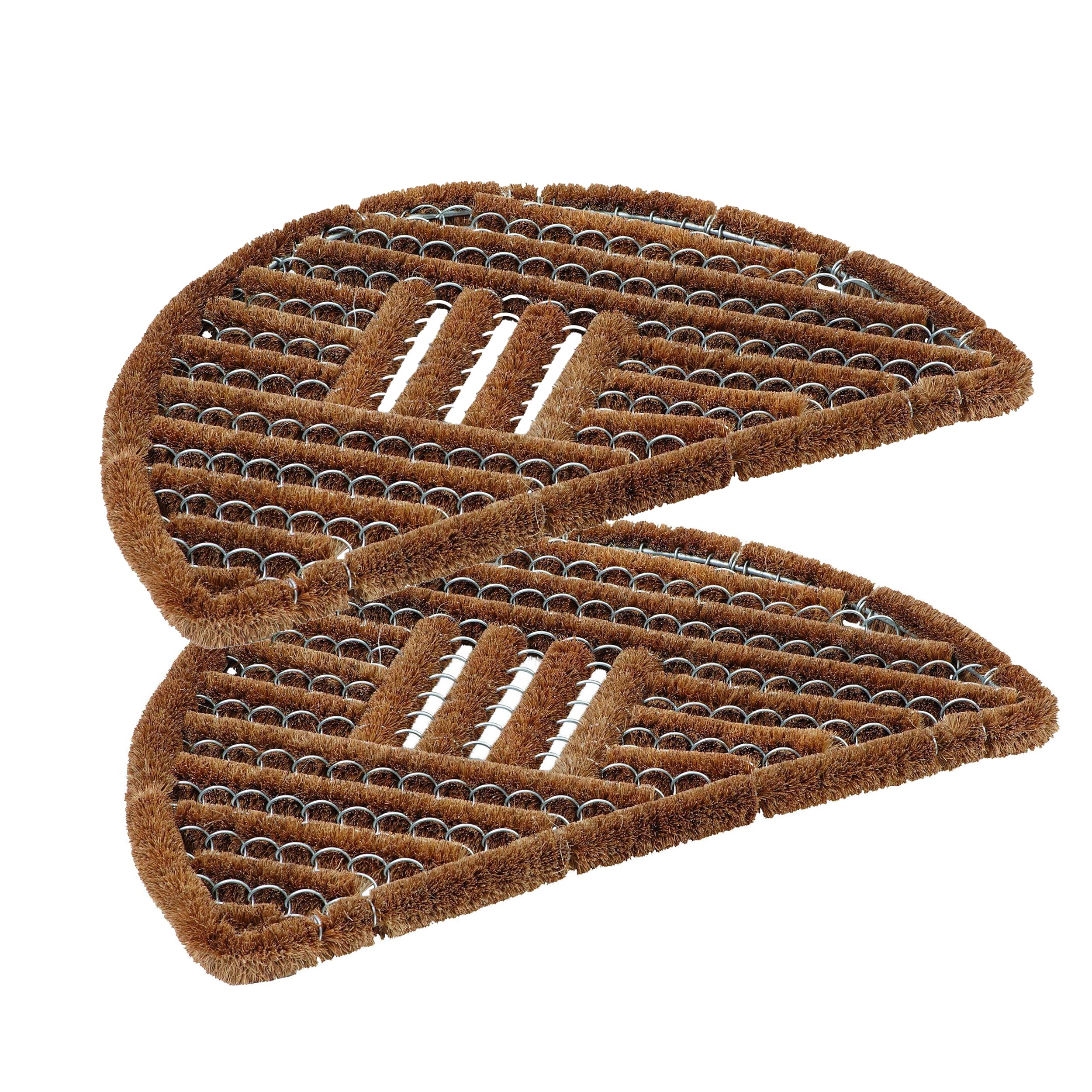 Astra Zerbino esterno in fibra di cocco - Zerbino con spazzole resistente alle intemperie - Zerbino resistente naturale Set da 2 40x60 cm semicircolare