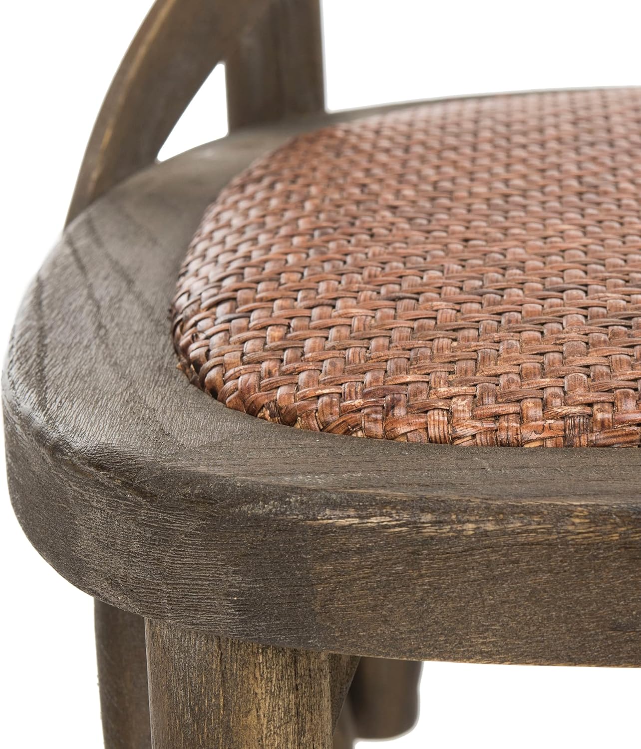 SAFAVIEH Furniture - Franklin X-Back Side Chair Set of 2 - 18.1" Seat Height - Weathered Grey - Rattan - Farmhouse X-Back Design - Ideal for Dining Room, Kitchen - Fully Assembled (AMH9500D-SET2)