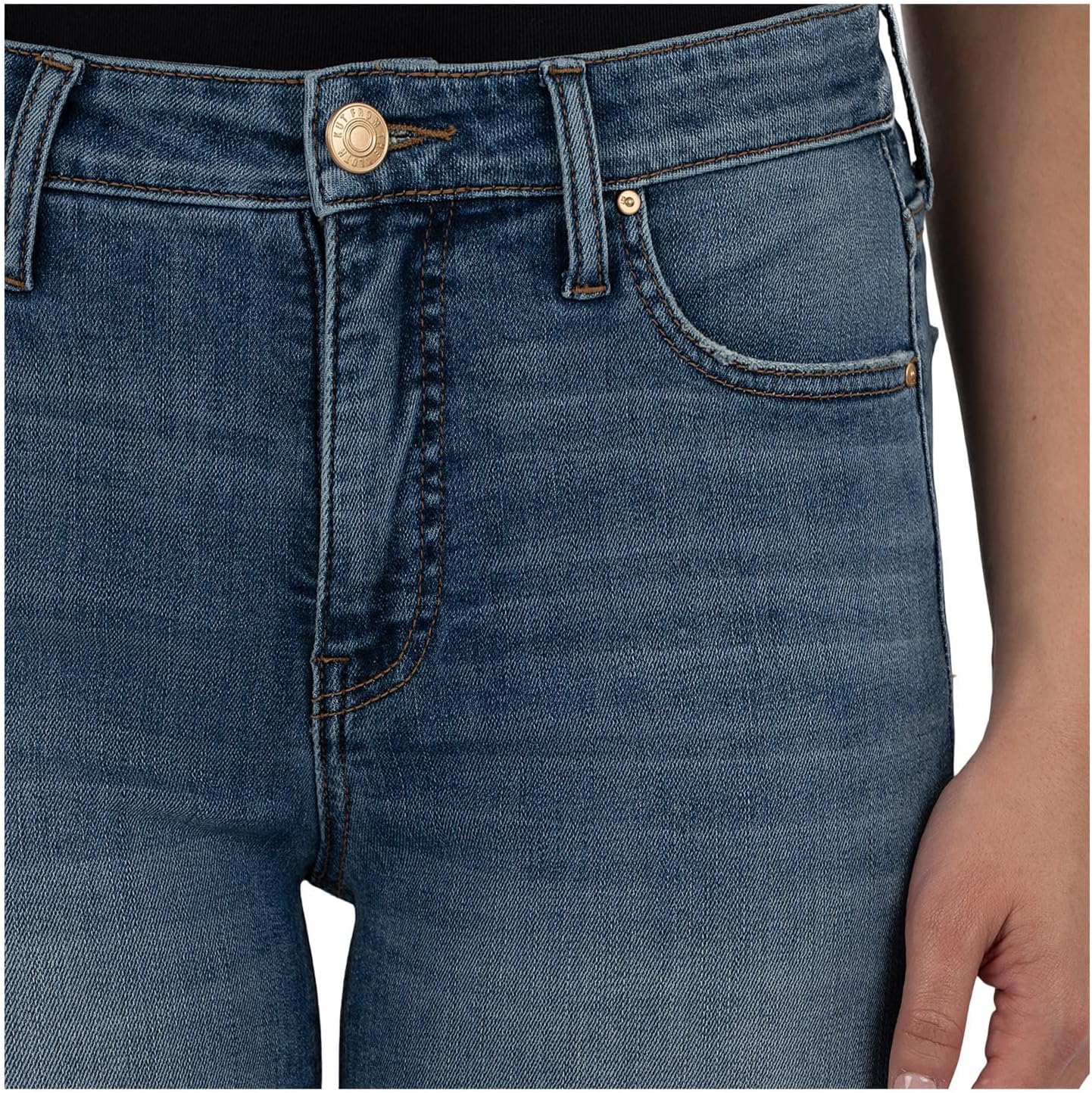 KUT from The Kloth Womens Stella High Rise Fab Ab Flare with Raw Hem - Image 4