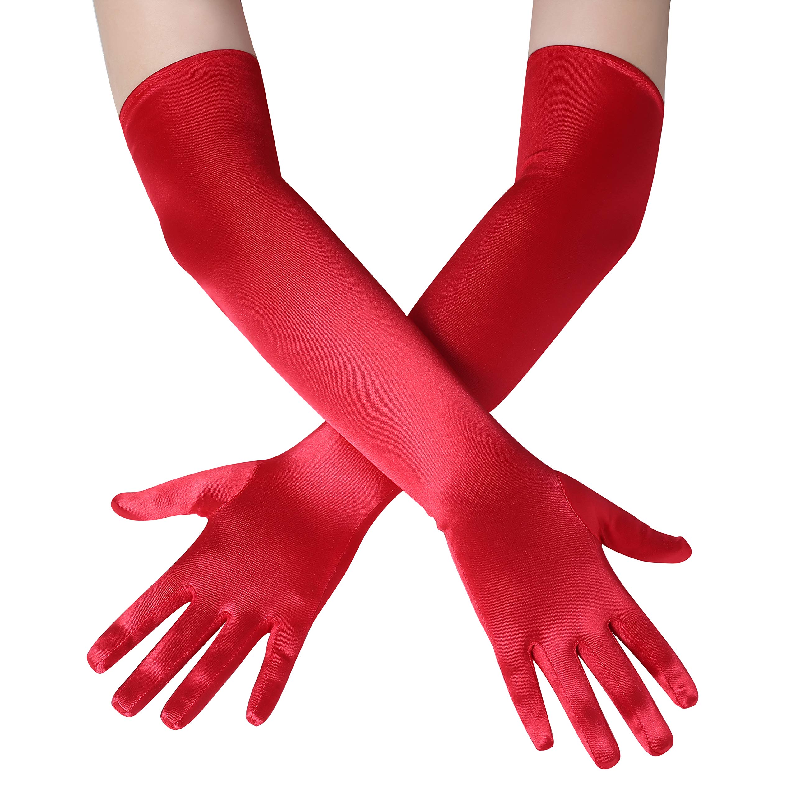 Buy BABEYOND Long Evening Gloves Satin Elbow Gloves Bridal Fancy Dress