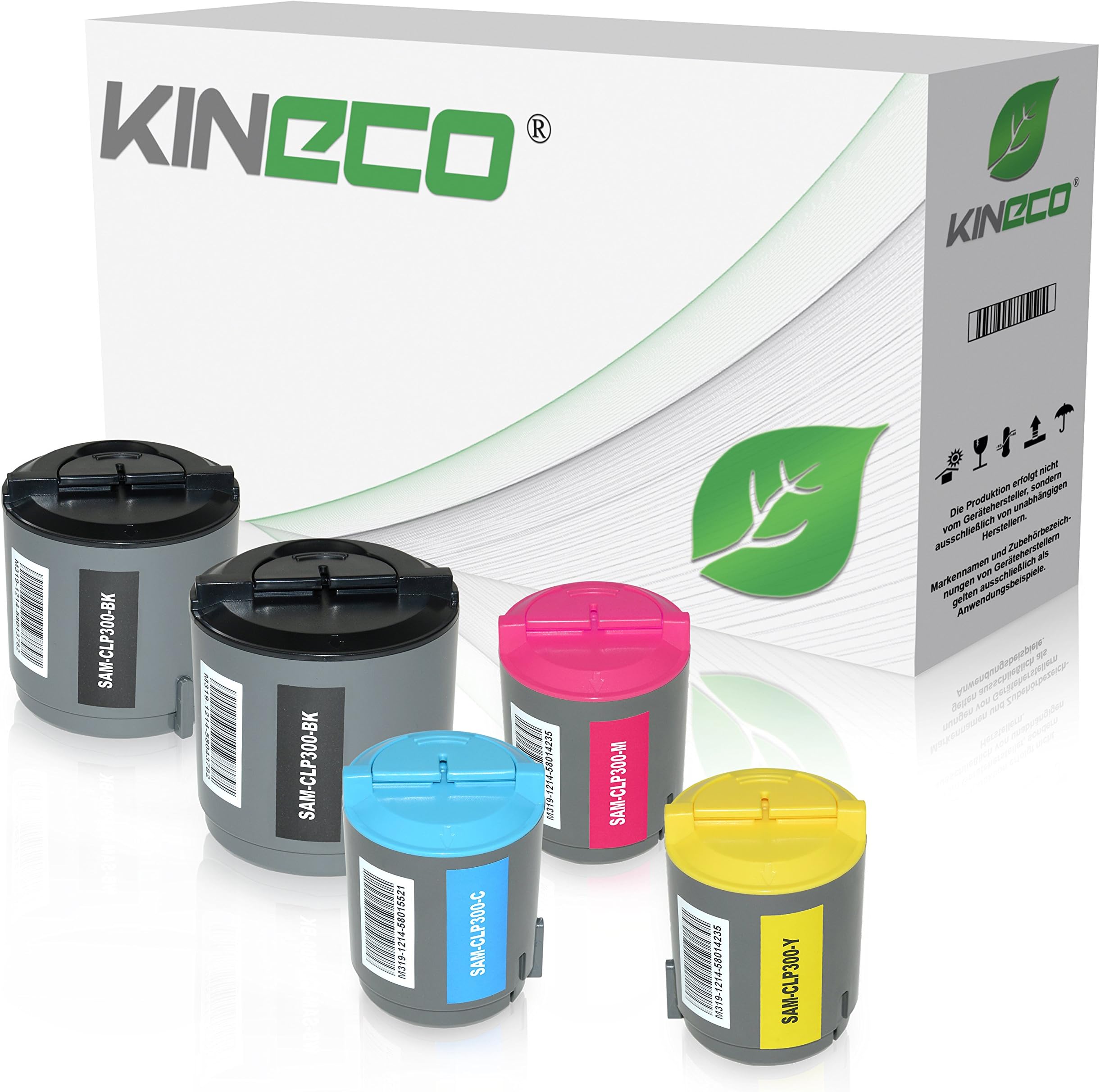 5 Toner kompatibel zu Samsung CLP-300, CLP300N, CLX-2160N, CLX-3160FN, CLX-2100 Series - CLP-P300A/ELS - Schwarz je 2.000 Seiten, Color 1.000 Seiten