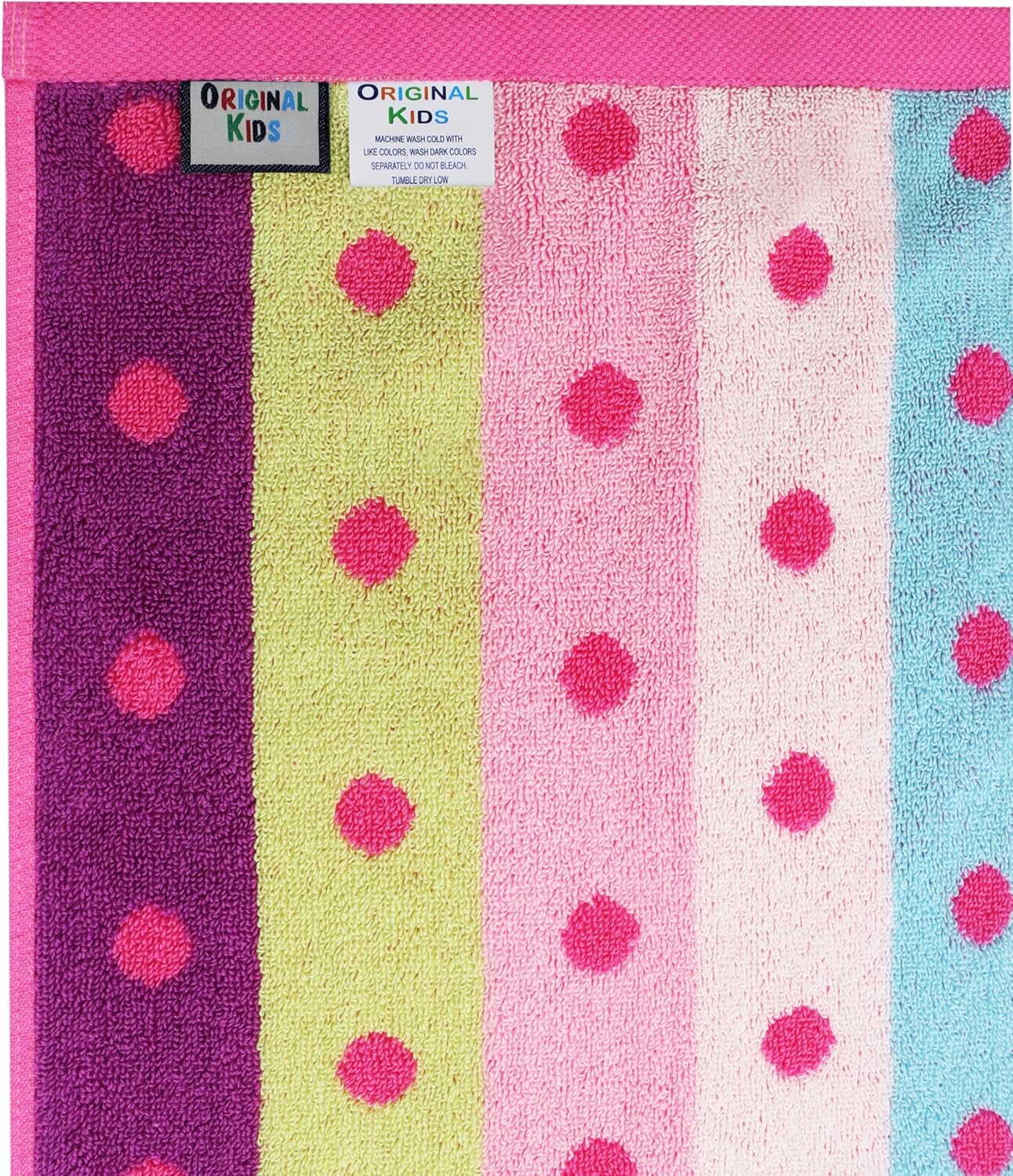 ORIGINAL KIDS Hooded Bath Towel Wrap - 100% Cotton Jacquard Reversible Large Hooded Kids Towel - Toddler Shower Pool Beach Towel - Soft Plush Absorbent Quick Dry Easy Care Gift -26x50- Pink Multicolor - Image 8