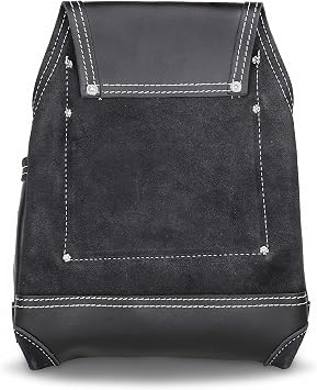 LAUTUS Oil Tanned Leather Tool Pouch Bag | Black | Carpenter, Construction, Framers, Handyman | 10 Pockets, 2 Hammer Holders | 100% Leather