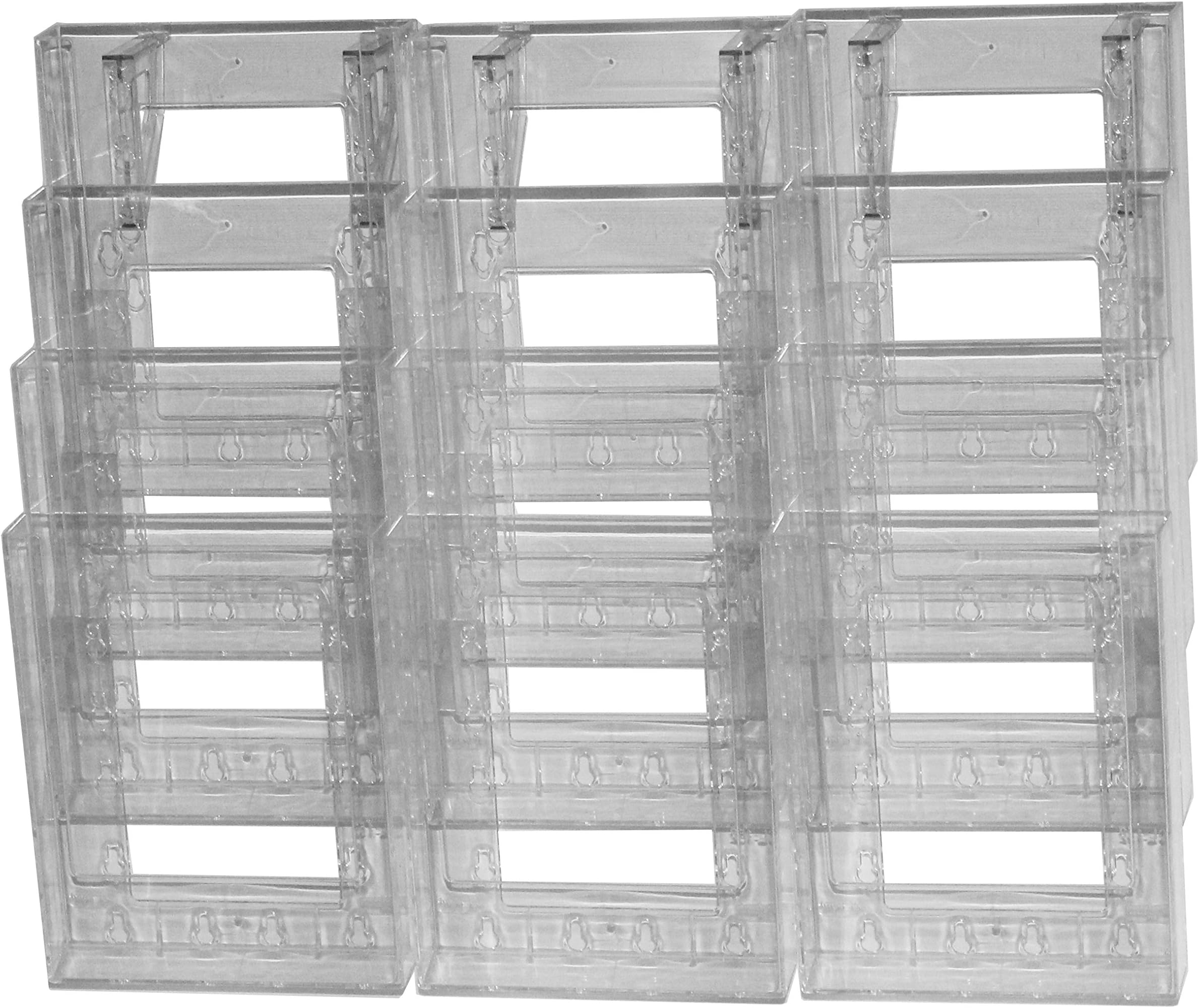 ClipLock A5 Wall Mounted Leaflet Display with 12 Pockets - Clear