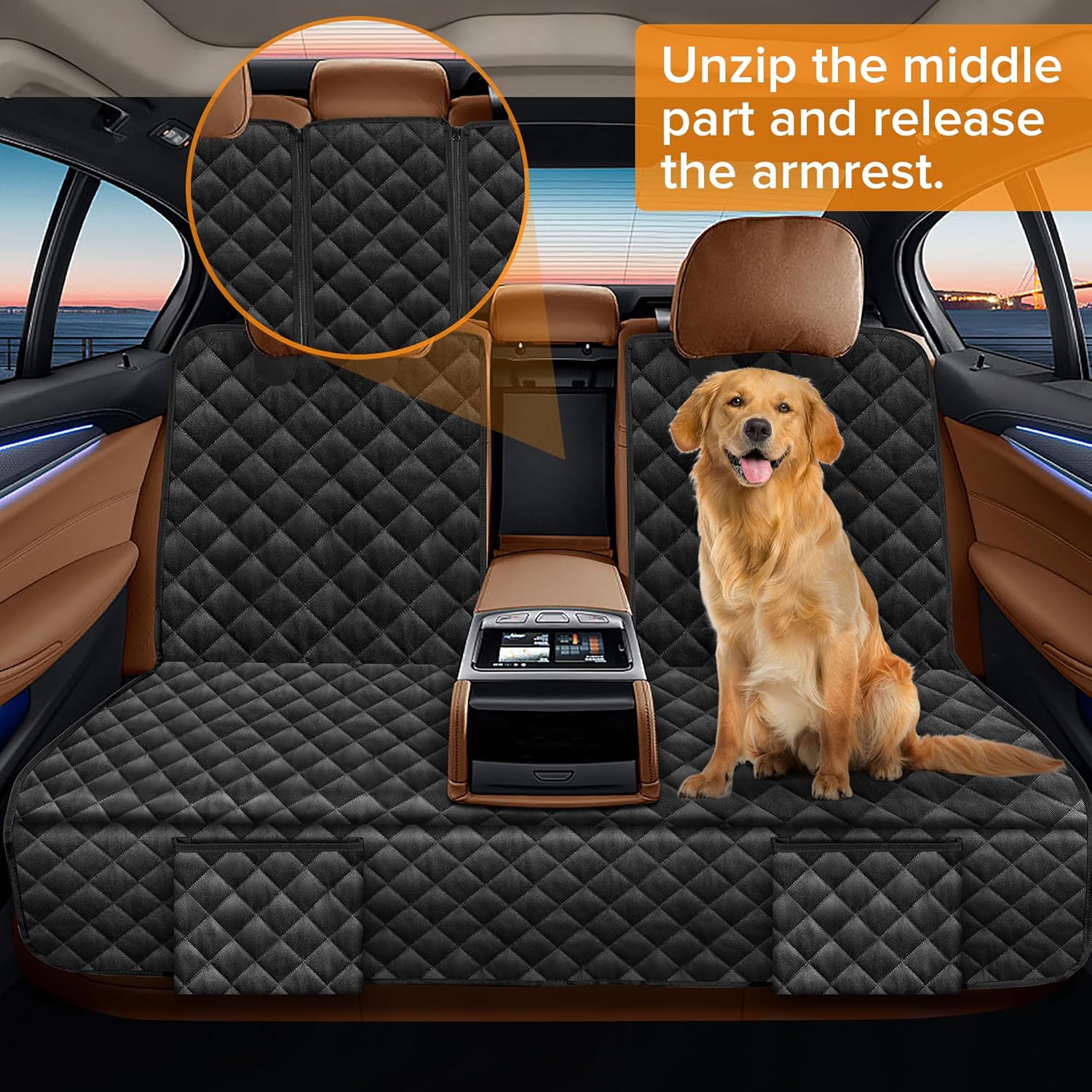 Dog Car Seat Cover for Back Seat Compatible with Hyundai Palisade Kia Telluride Volkswagen VW Altas Accessories 2000-2026, Waterproof Non-Slip Pet Bench Backseat Rear Seat Covers