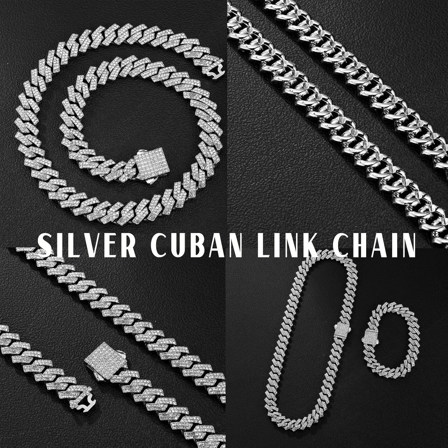 Saintda Cuban Link Chain for Men Women Iced Out Silver/Gold/Rose Gold Miami Cuban Necklace Bling Diamond Chain Hip Hop Jewelry with Gift Box - Image 8
