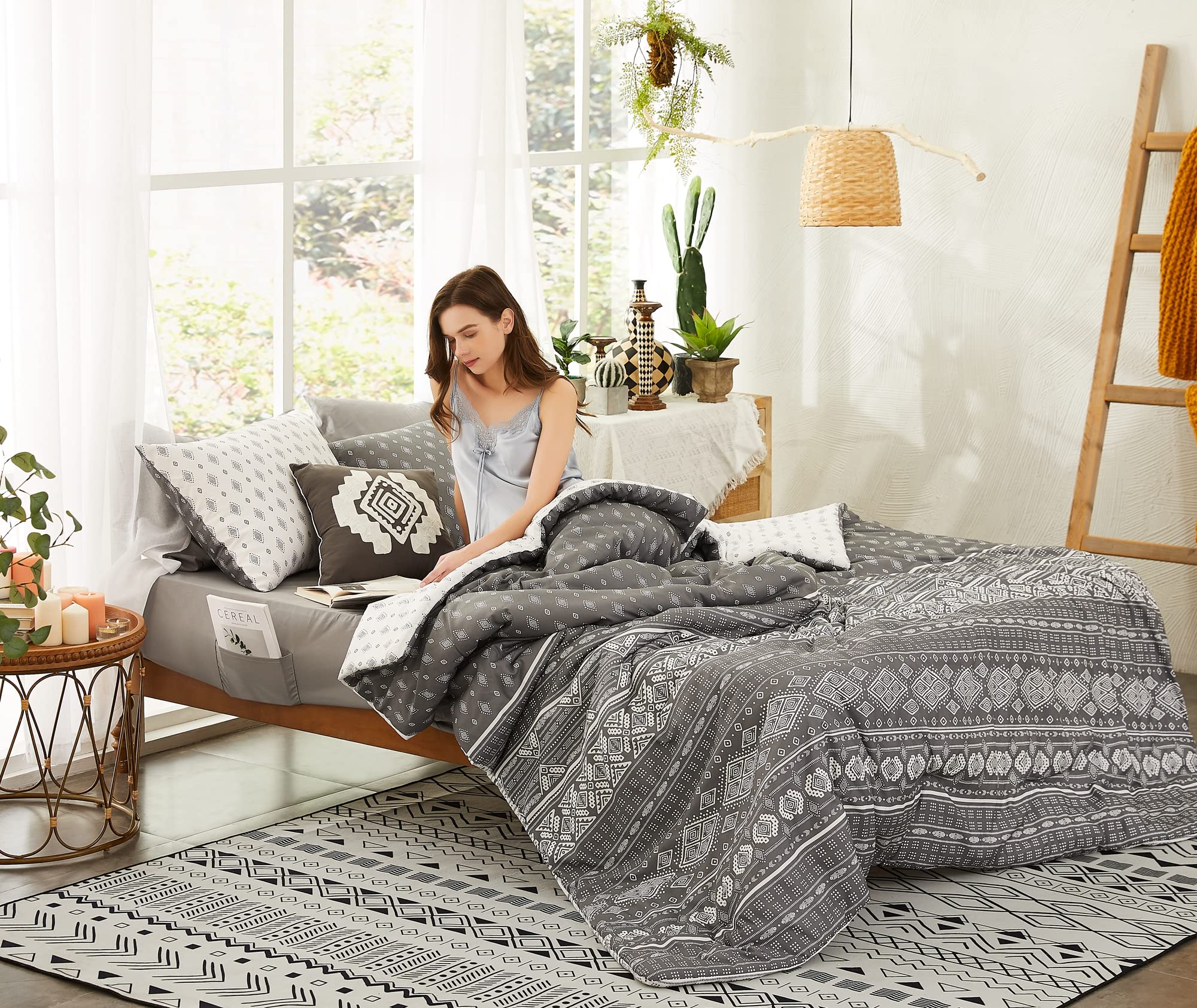Geniospin Set Piumino King Size Verde Salvia, 3 Pezzi, Micropile Sherpa Reversibile, Morbido E Caldo (260x238 Cm + 2 Federe)