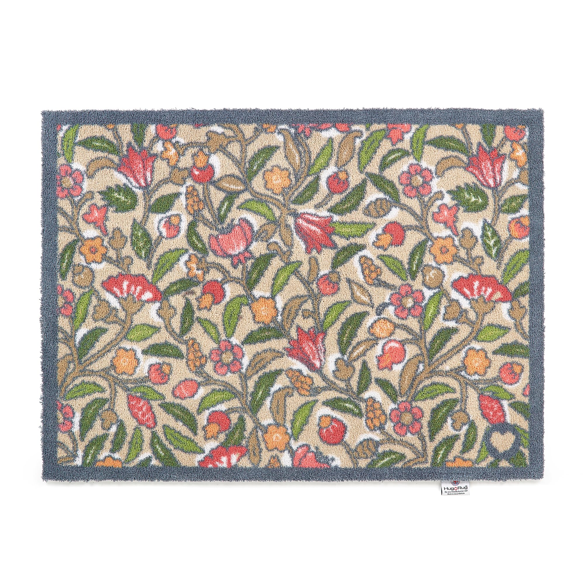 HUG RUG Washable Dirt Trapper Door Mat Kitchen Hallway Doorway, Made in the UK May Floral 65x85