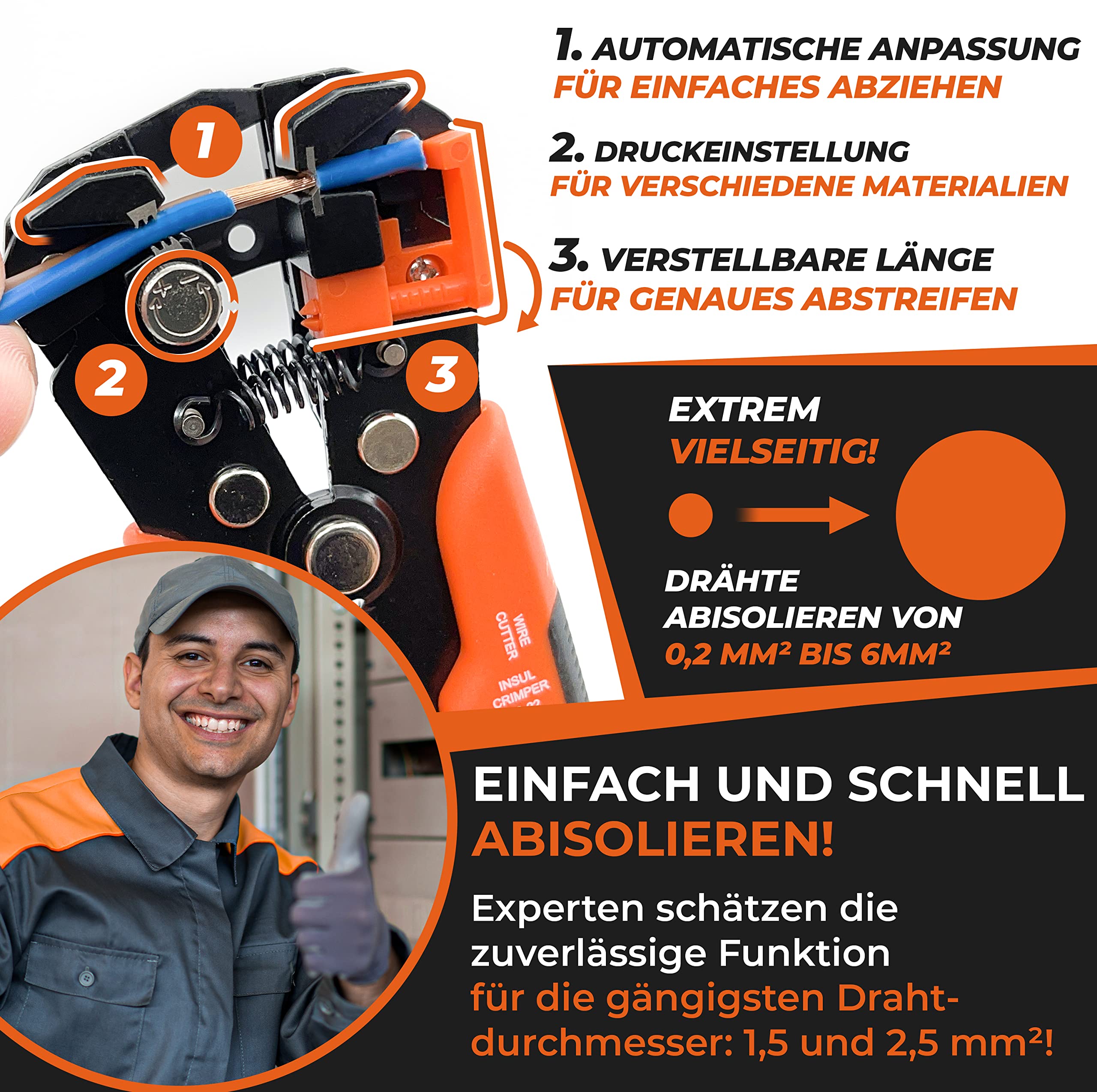 EYPINS SOLAR ABISOLIERZANGE Crimpzange Set, Crimpwerkzeuge + 10 Paar EYPINS SOLAR ABISOLIERZANGE Crimpzange Set, Crimpwerkzeuge + 10 Paar