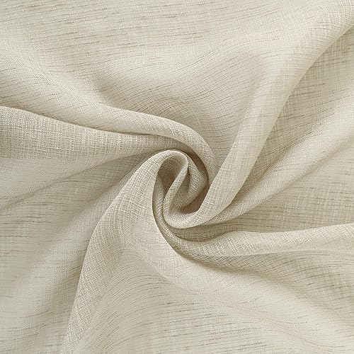 Miniatura 5 de KOUFALL Cenefas beige para cocina, casa de campo, estilo bohemio, moderno, con bolsillo, 1 panel, textura de lino sintético, bonita cortina