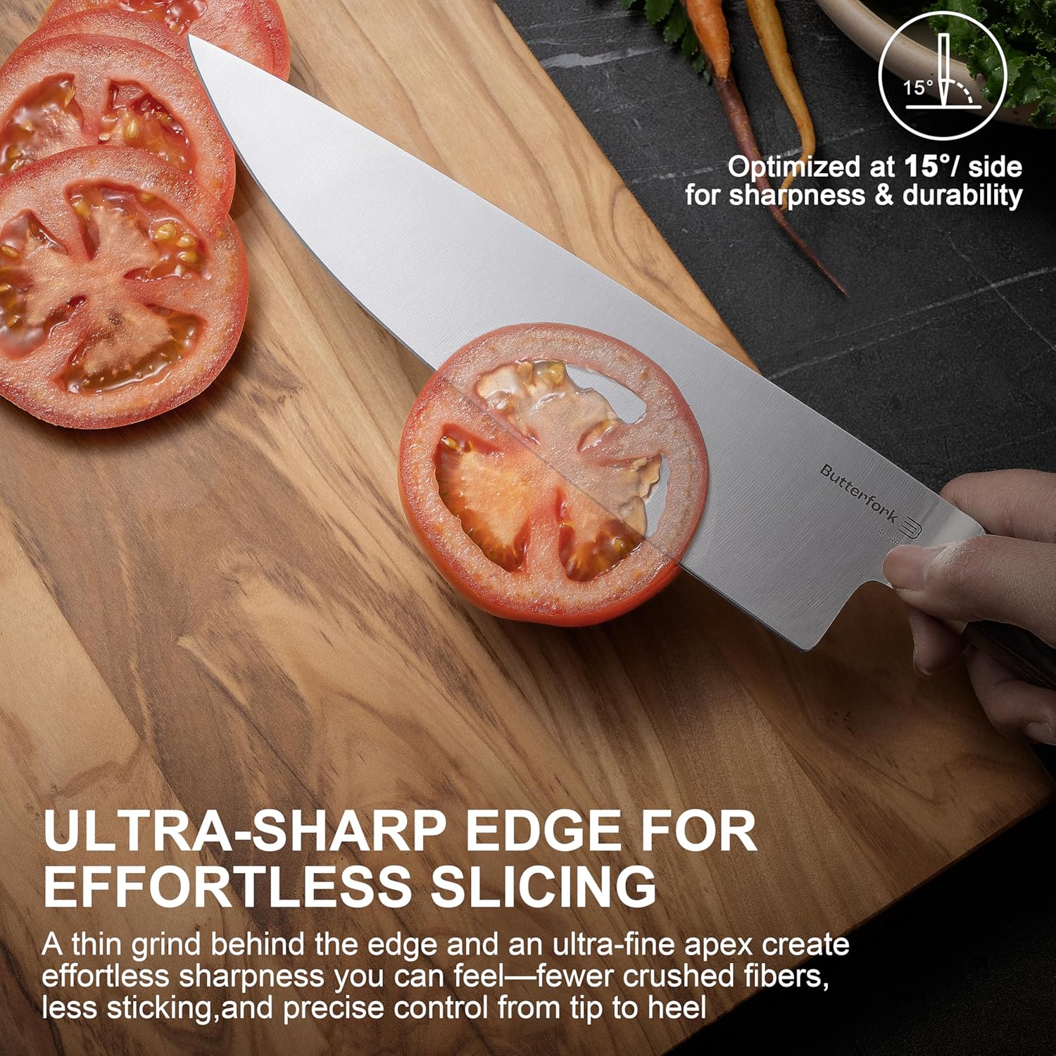 8 Inch Chef Knife, High-Carbon Stainless Steel Kitchen Knives with Pakkawood Handle, Ultra Sharp Cooking Knife for Meat & Vegetables, Gift for Home Cooks & Chefs
