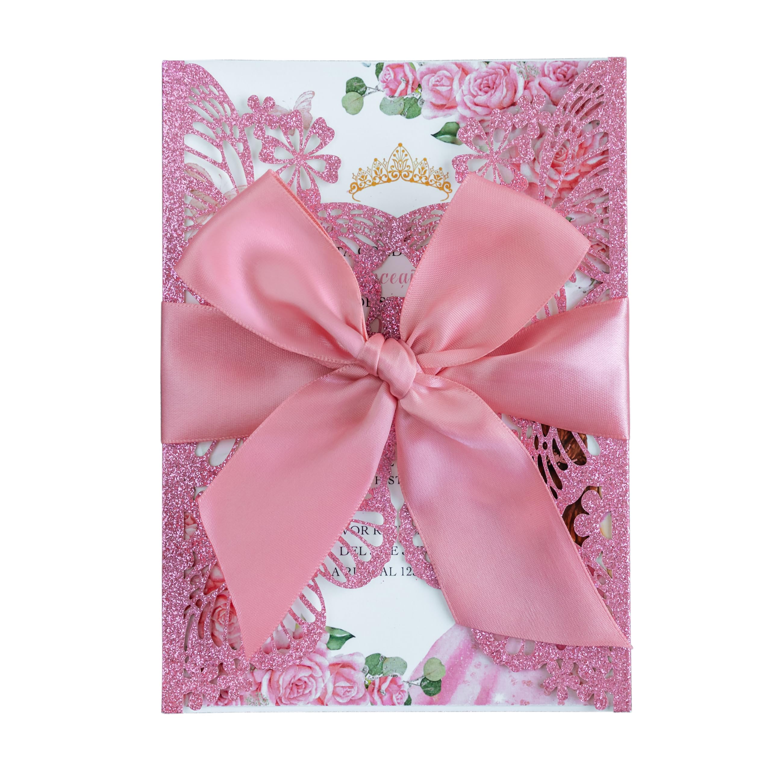 FEIYI 20 PCS 5.12x7.2 Butterfly Quinceanera Invitation, Laser Cut Wedding Invitation Cards with Envelopes for XV Anos Bridal Shower Baby Shower Invite