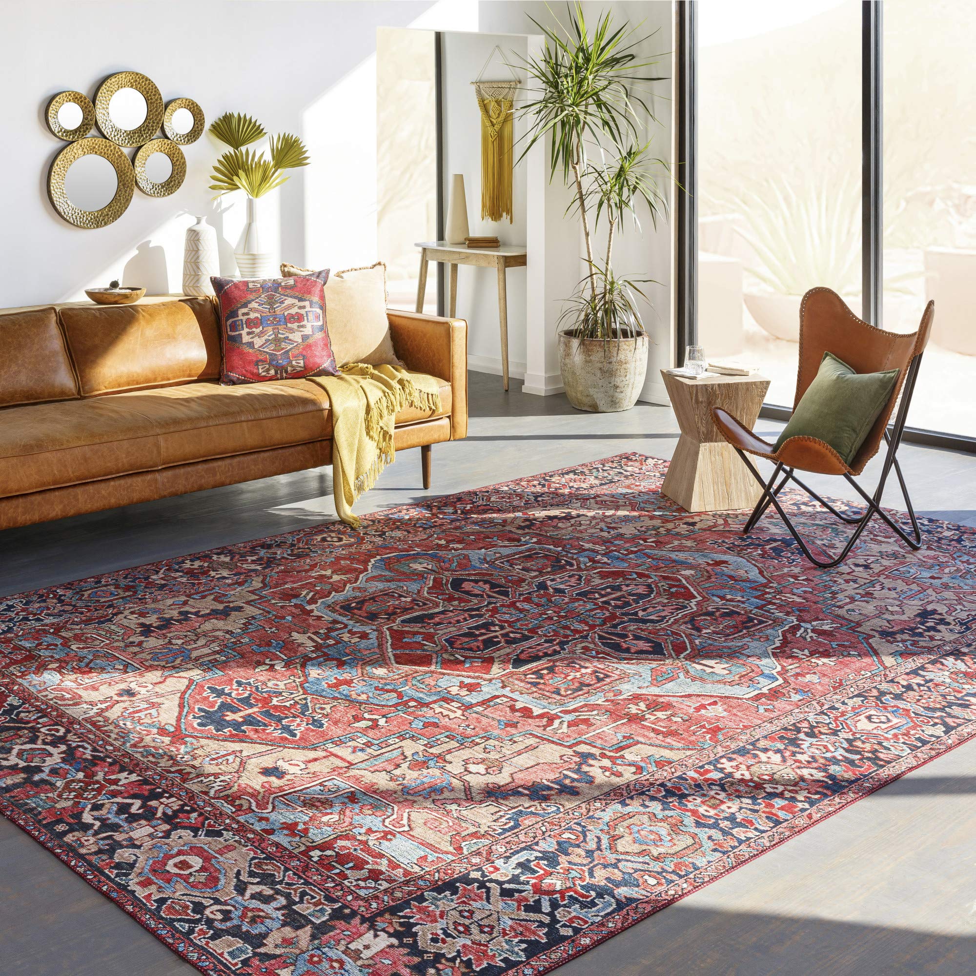 Artistic Weavers Reeta Printed Medallion Area Rug,7'6" x 9'6",Bright Red/Wheat