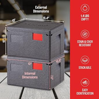 Cambro GoBox Insulated Lightweight Thermal Hot Box and Food Pan Carrier (6 Inch Deep) - Hotbox and Food Warmer for Catering & Transport - Top Load (Gray)